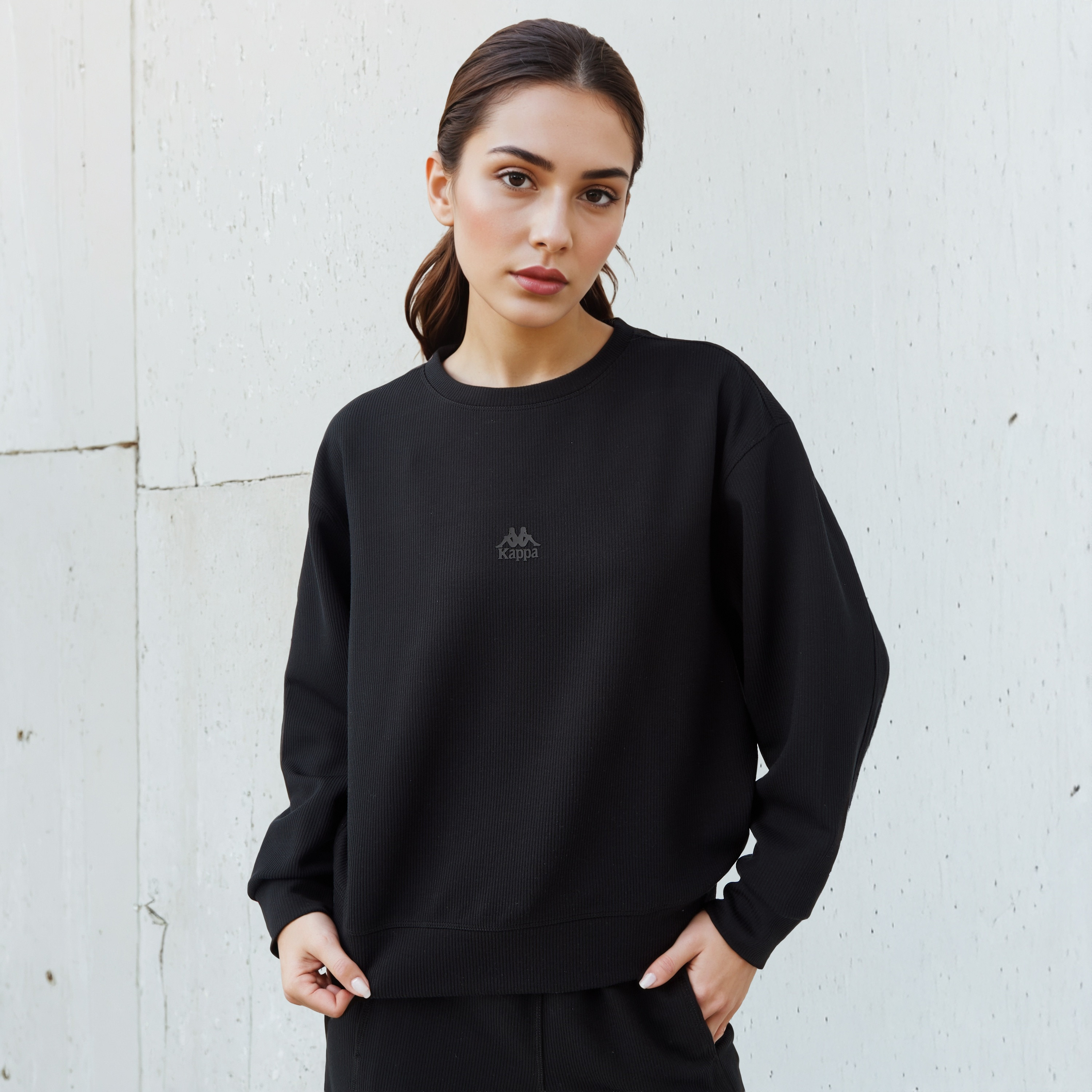 Kappa Women Regular Fit Ribbed Sweatshirt-women-winterwear-hoodiesandsweatshirts-sweatshirts-image-1