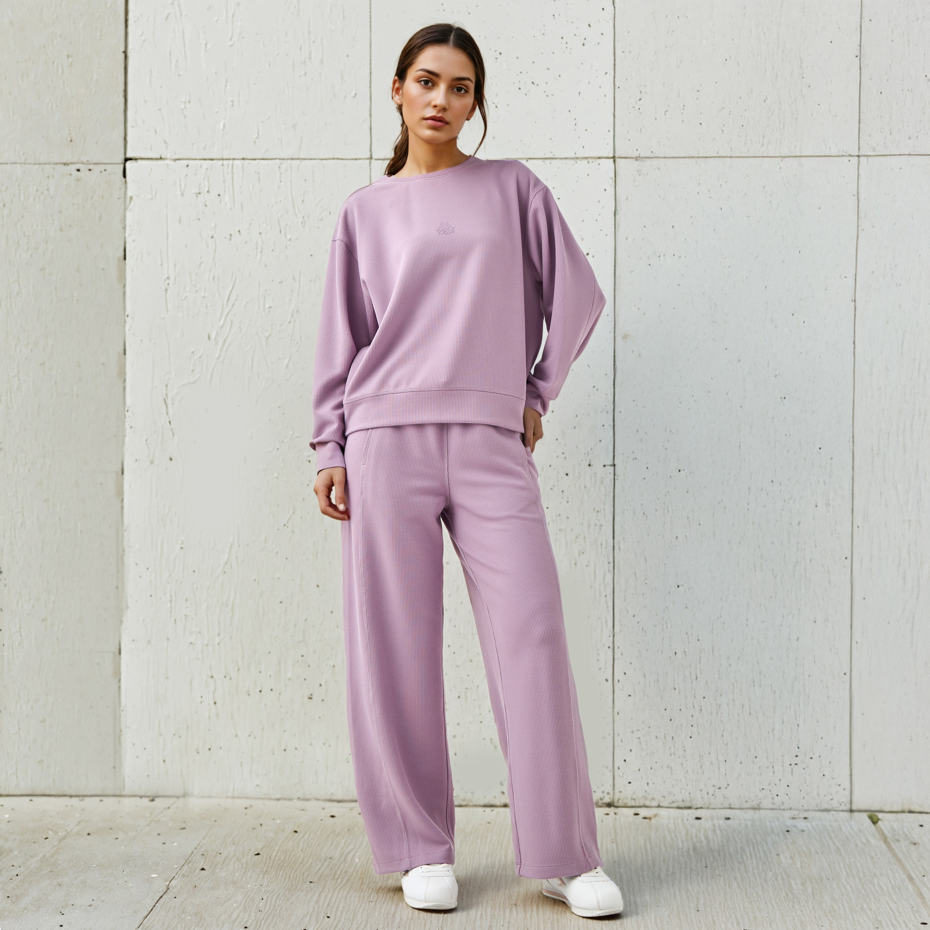 سويت شيرت مضلع بقصة عادية للنساء من كابا-women-winterwear-hoodiesandsweatshirts-sweatshirts-image-2