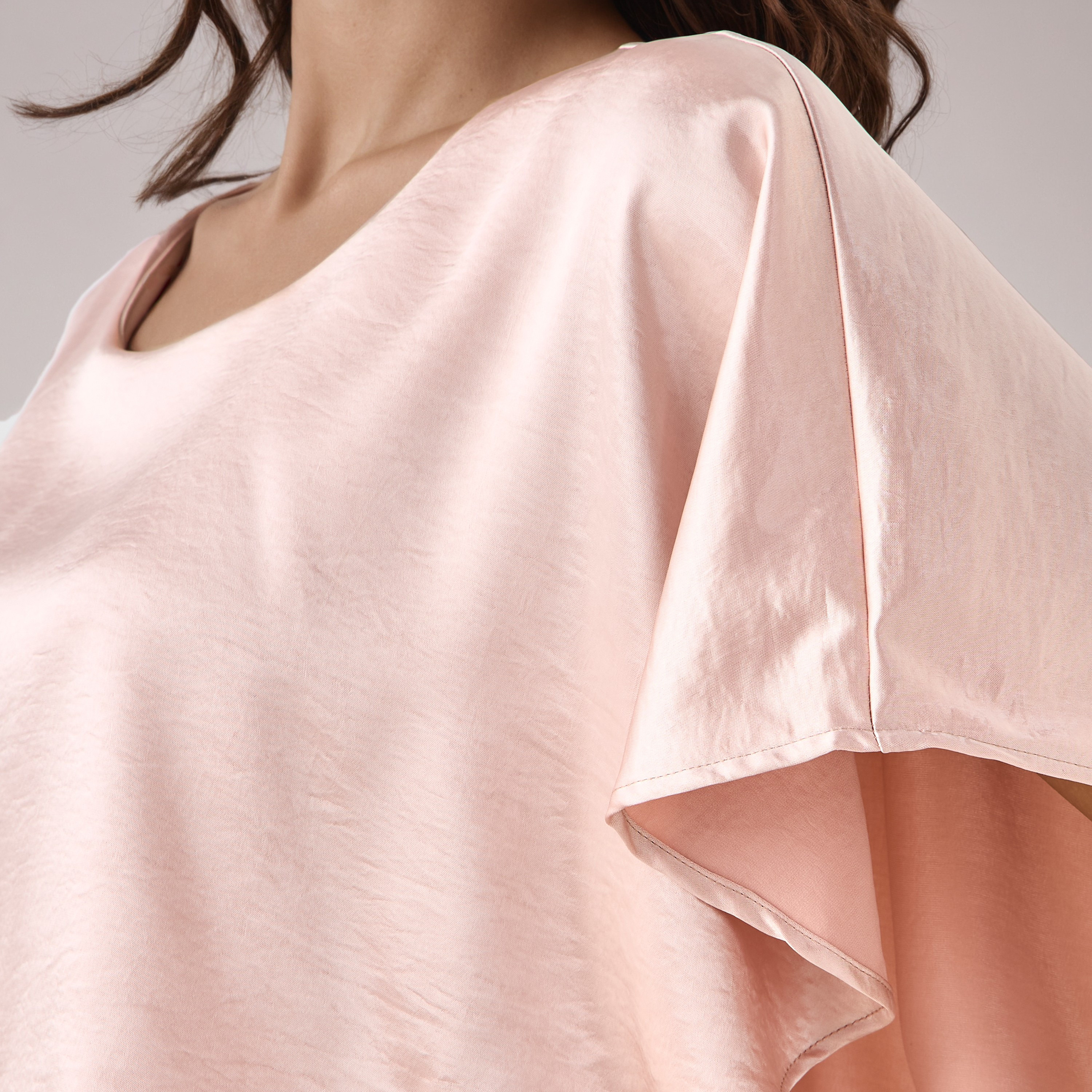 A-Line Maxi Polyester Dress with Cape Overlay Detail-women-clothing-dresses-image-6