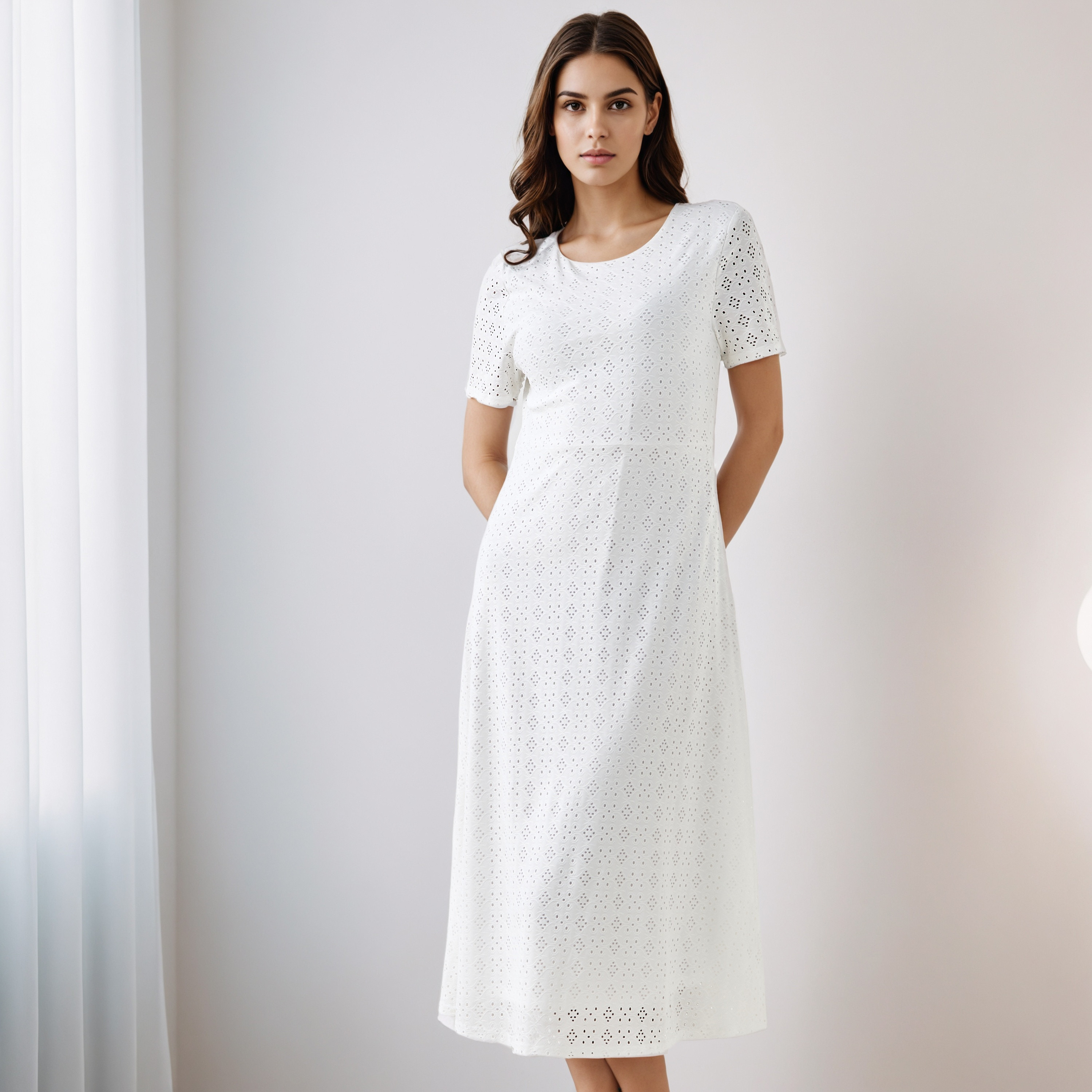 Schiffli A-line Midi Dress with Keyhole Back Closure-PROMO_SP_OM__6_RGCC_BUY2FOR21_040325-image-2