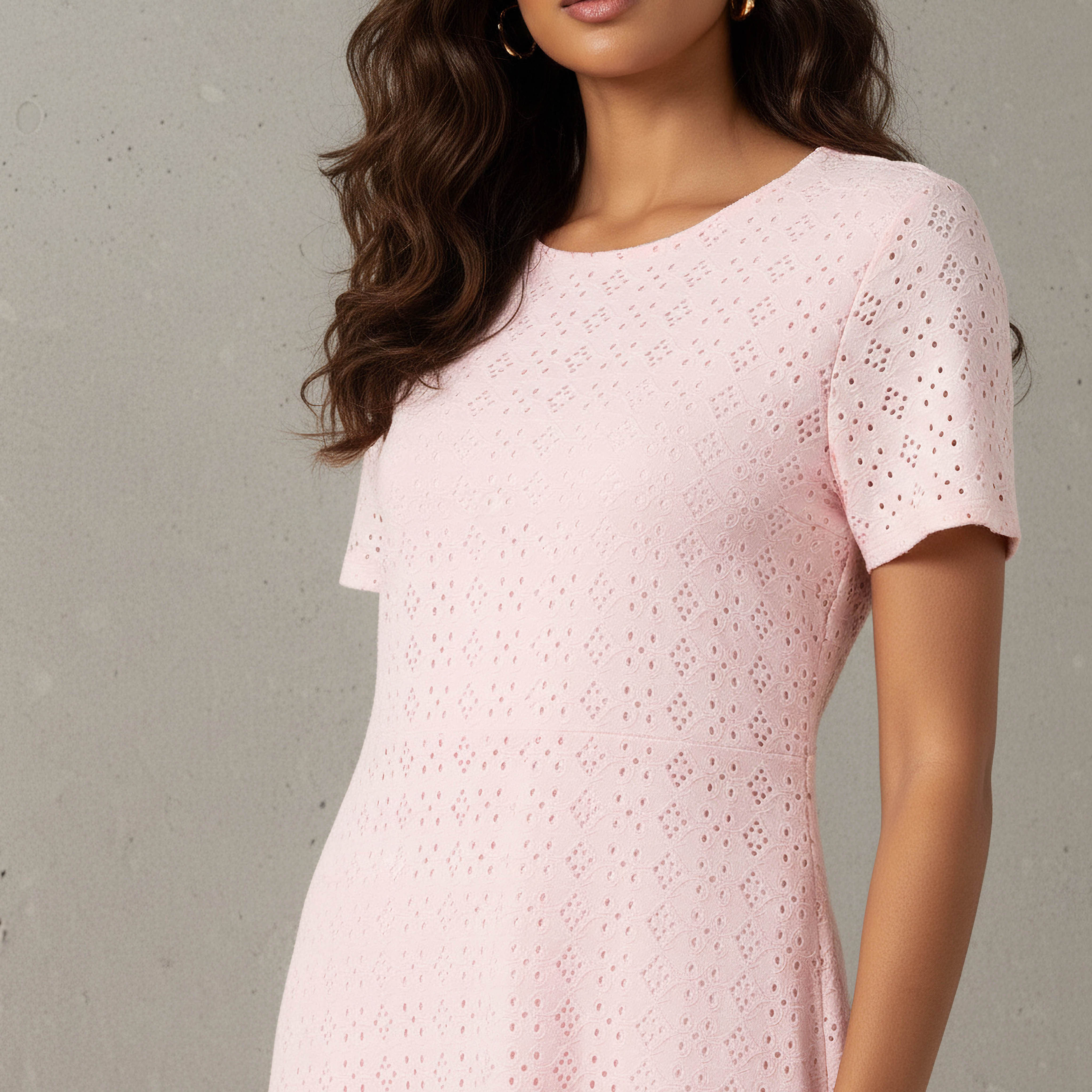 Schiffli A-line Midi Dress with Keyhole Back Closure-women-clothing-dresses-image-4