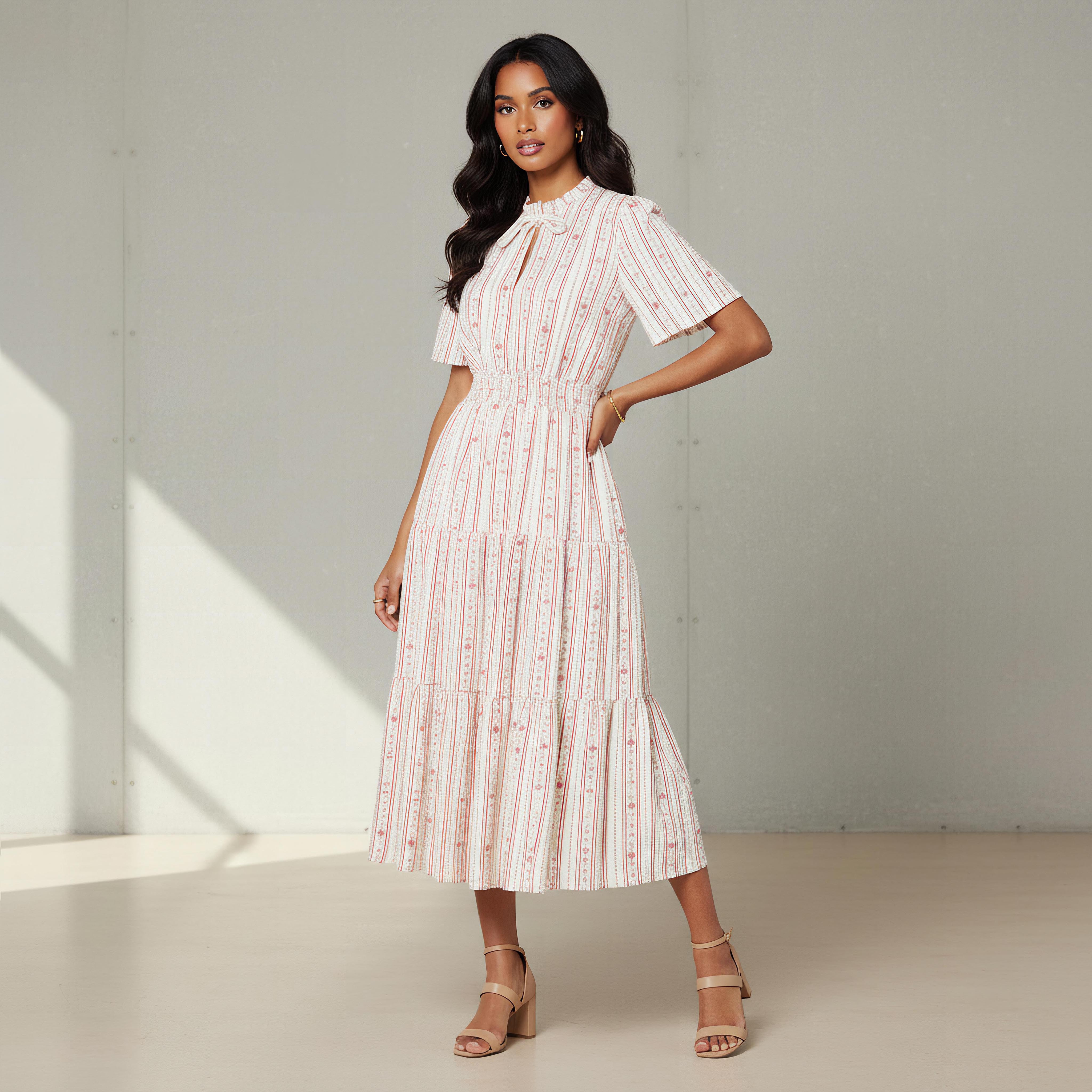 فستان ميدي فيسكوز طبقات بأكمام واسعة-women-clothing-dresses-image-6