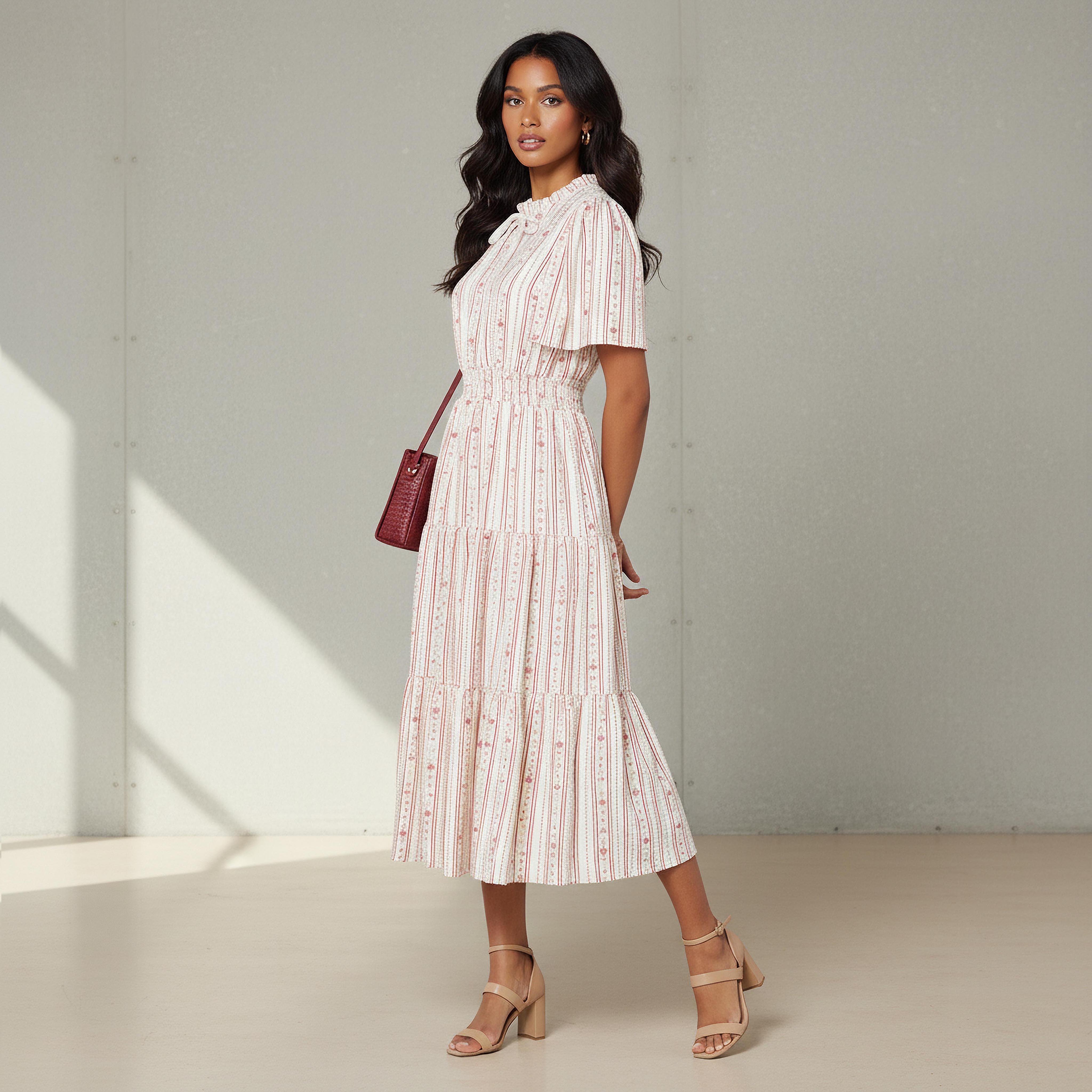 فستان ميدي فيسكوز طبقات بأكمام واسعة-women-clothing-dresses-image-7