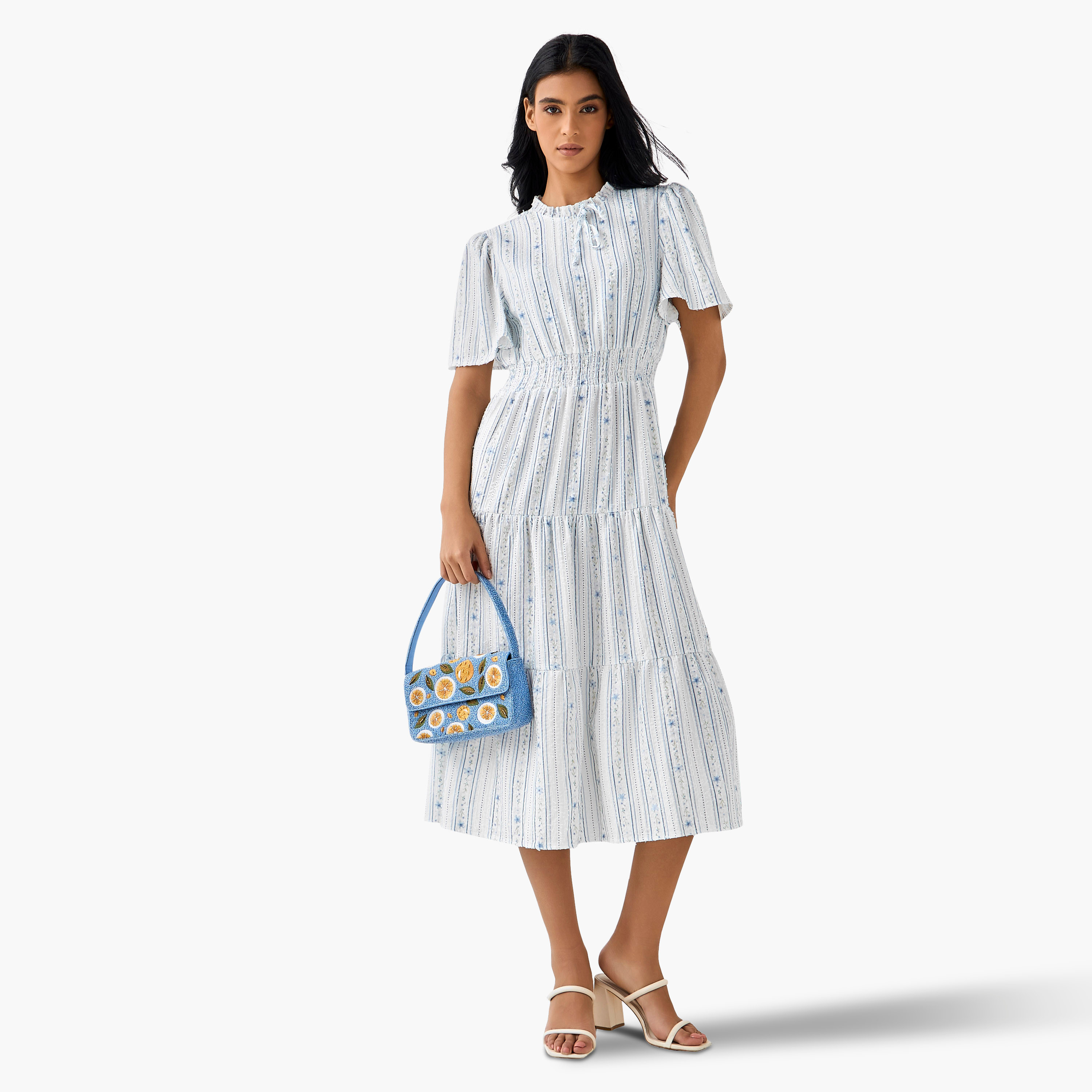 فستان ميدي فيسكوز طبقات بأكمام واسعة-women-clothing-dresses-image-2