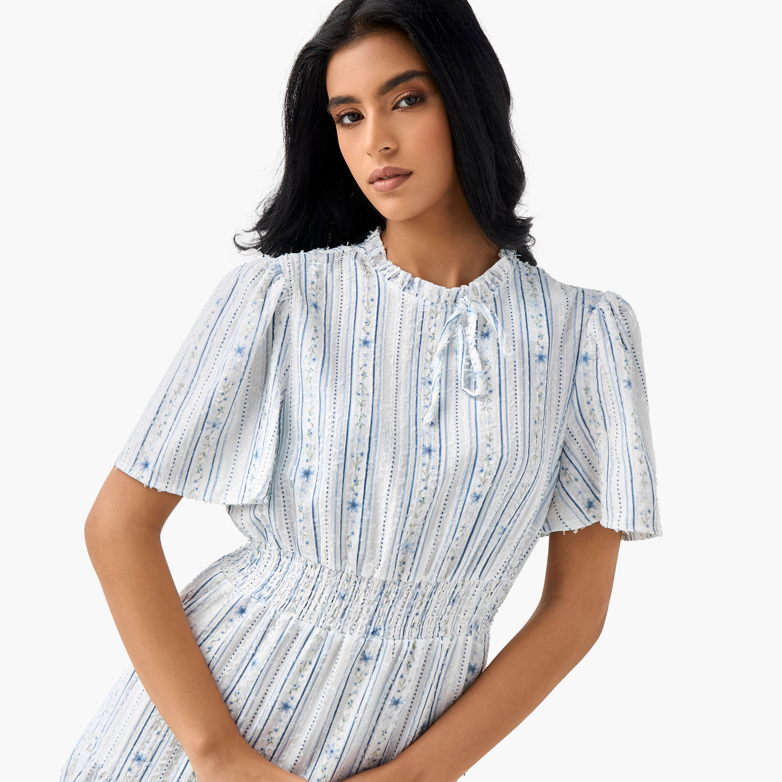 فستان ميدي فيسكوز طبقات بأكمام واسعة-women-clothing-dresses-image-4