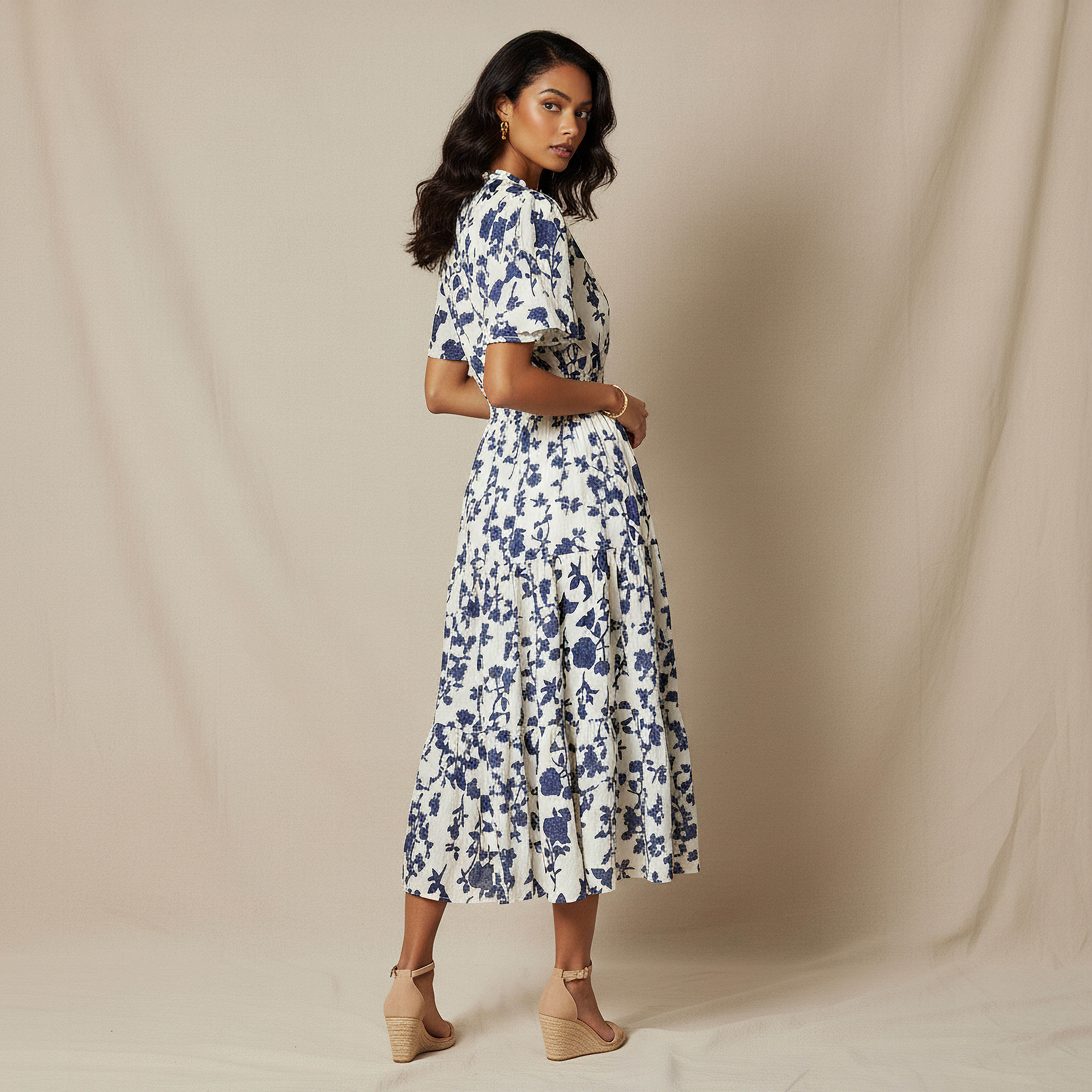 Tiered Midi Denim Dress with Flutter Sleeves-women-clothing-dresses-image-13