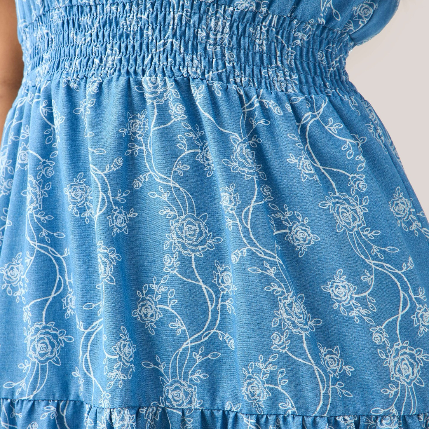 Tiered Midi Denim Dress with Flutter Sleeves-women-clothing-dresses-image-10