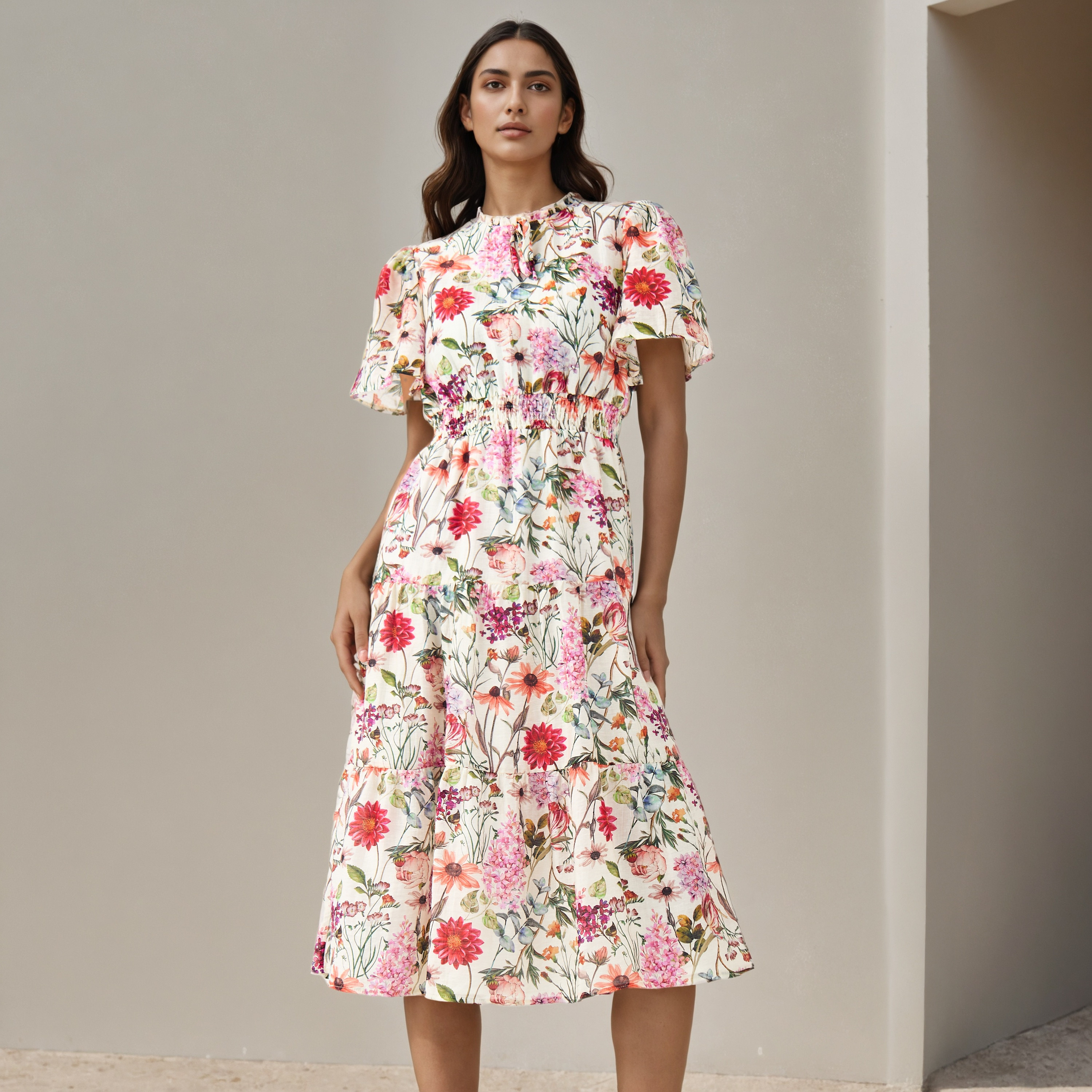 Tiered Midi Denim Dress with Flutter Sleeves-women-clothing-dresses-image-21