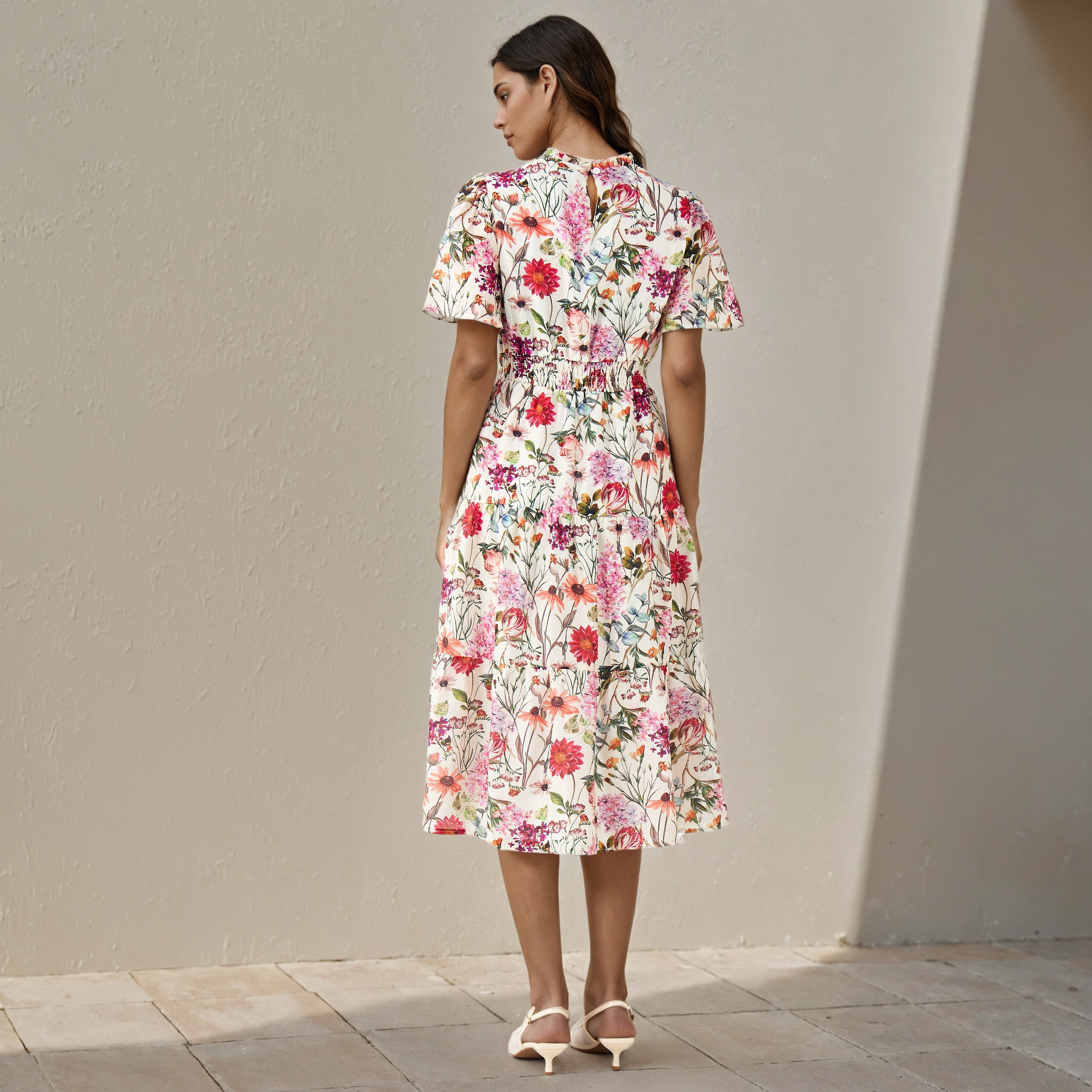Tiered Midi Denim Dress with Flutter Sleeves-women-clothing-dresses-image-23