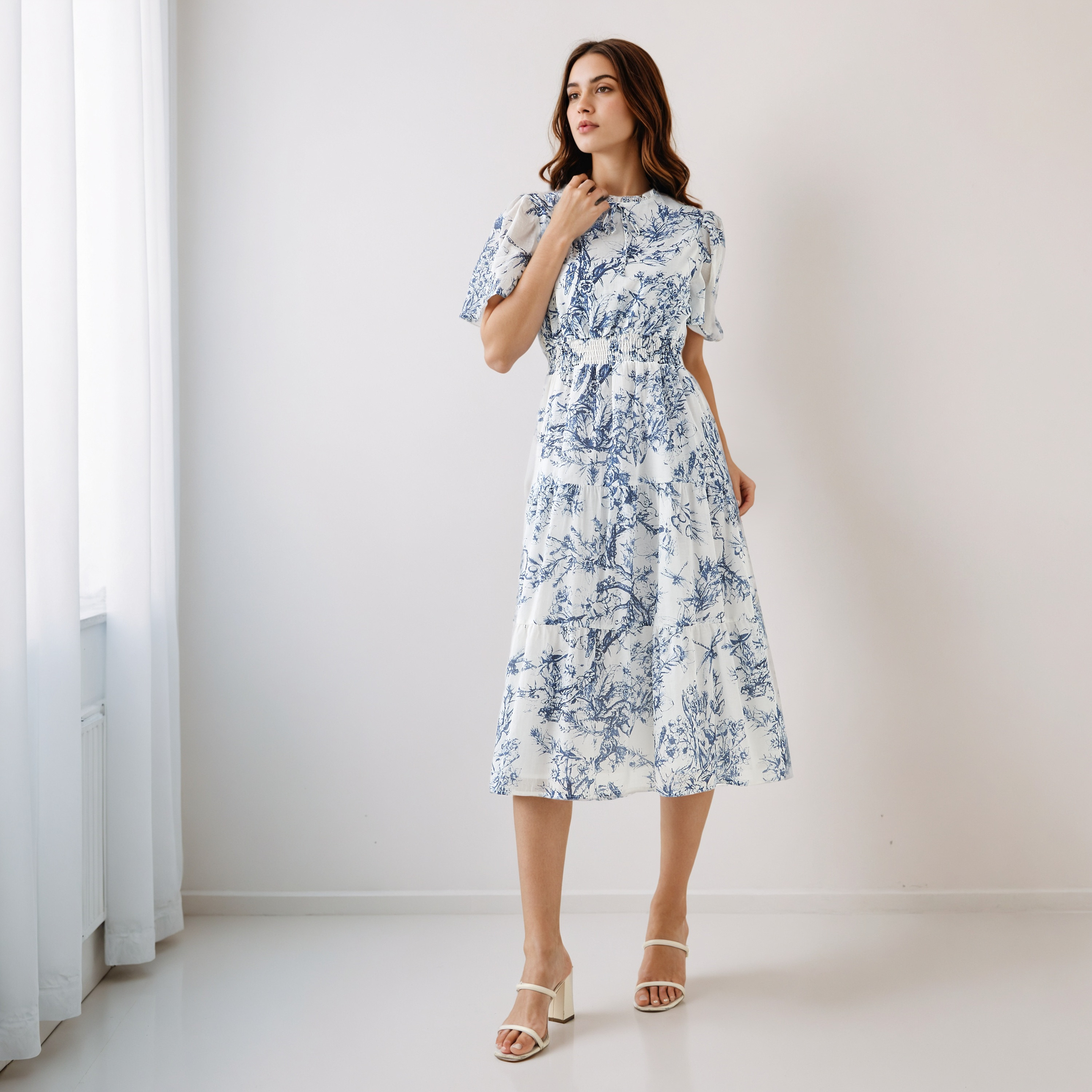 Tiered Midi Denim Dress with Flutter Sleeves-women-clothing-dresses-image-17