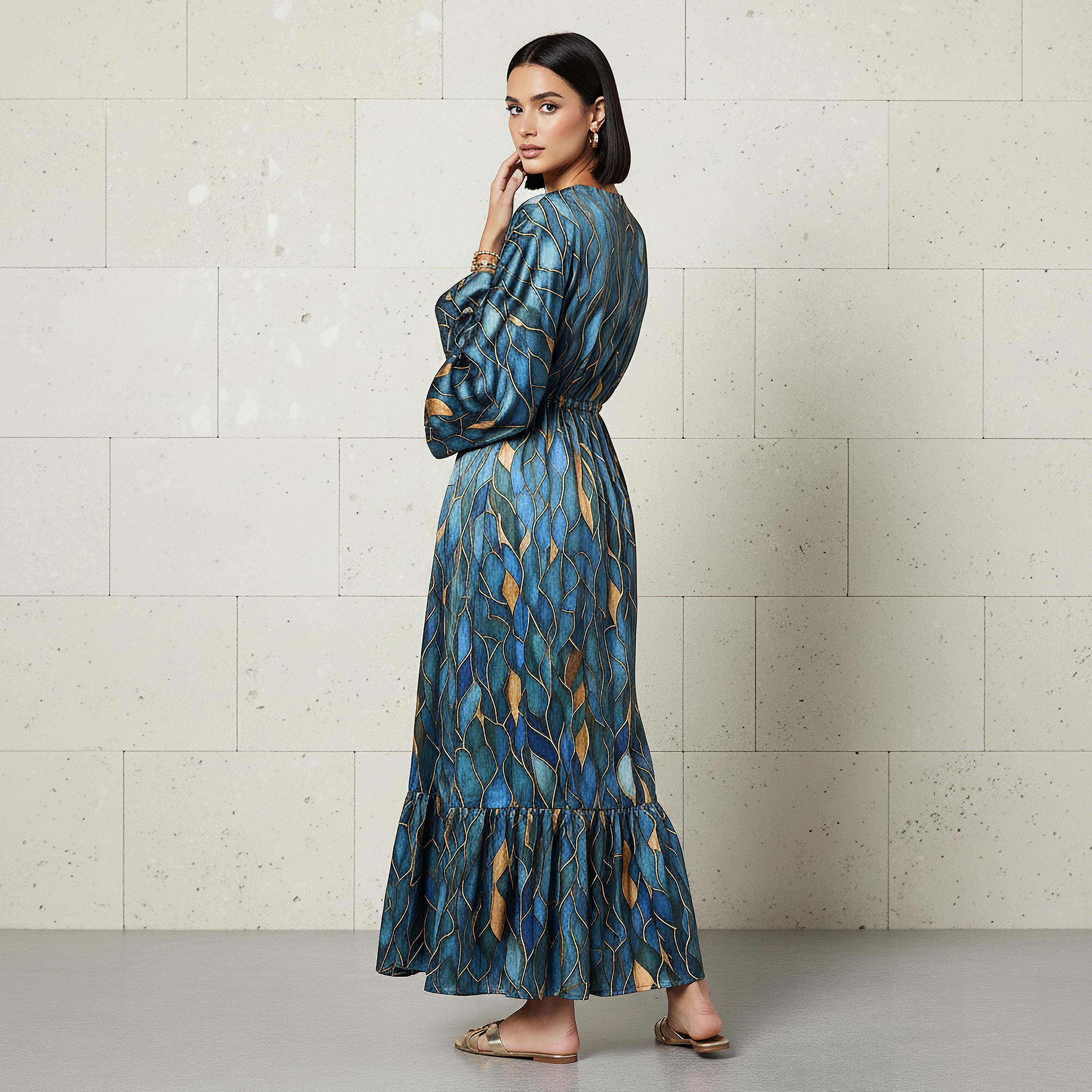 فستان قفطان فيسكوز بطبعات للنساء-women-clothing-dresses-image-3