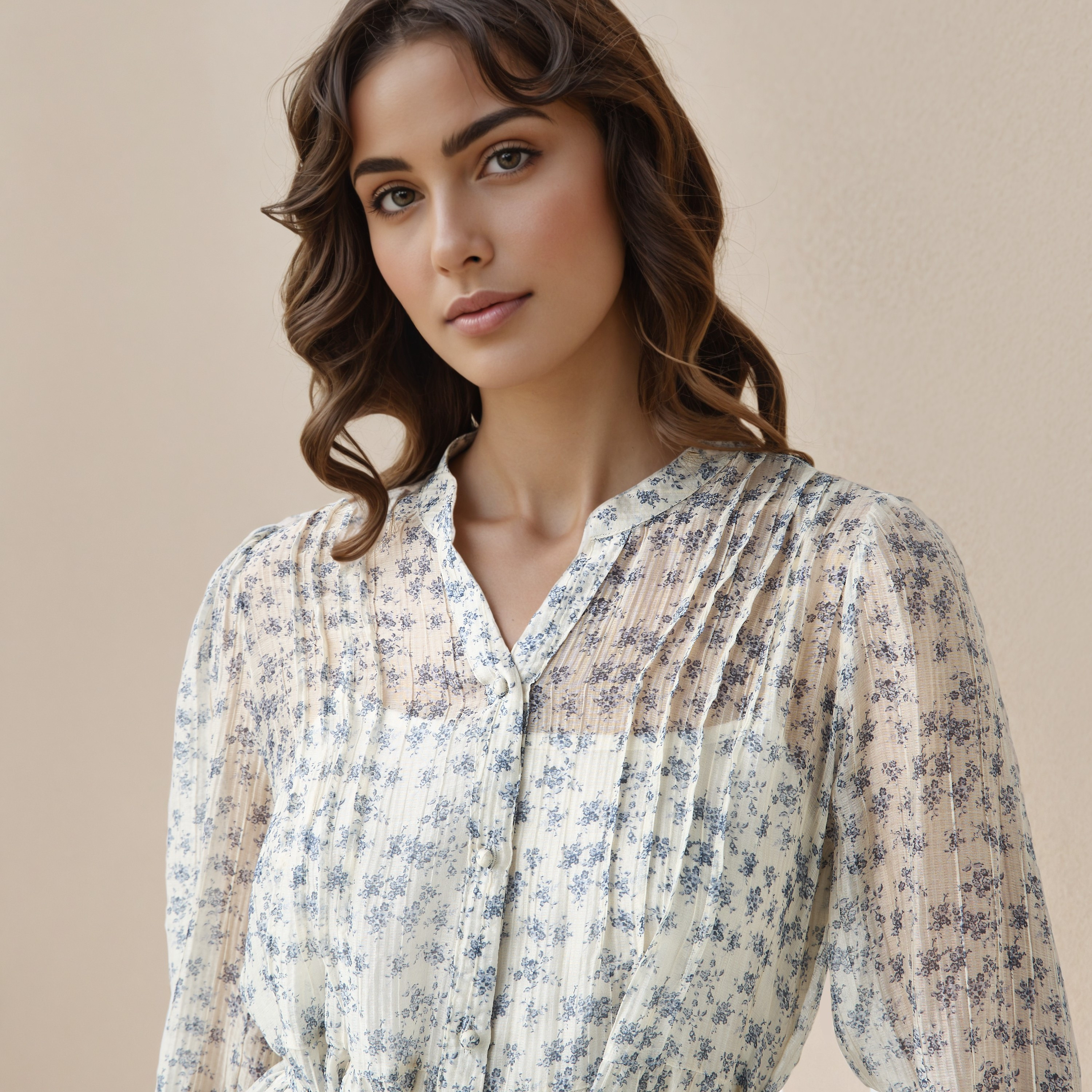 Floral Print Midi Women Dress with Pintuck Detail-women-clothing-dresses-image-4