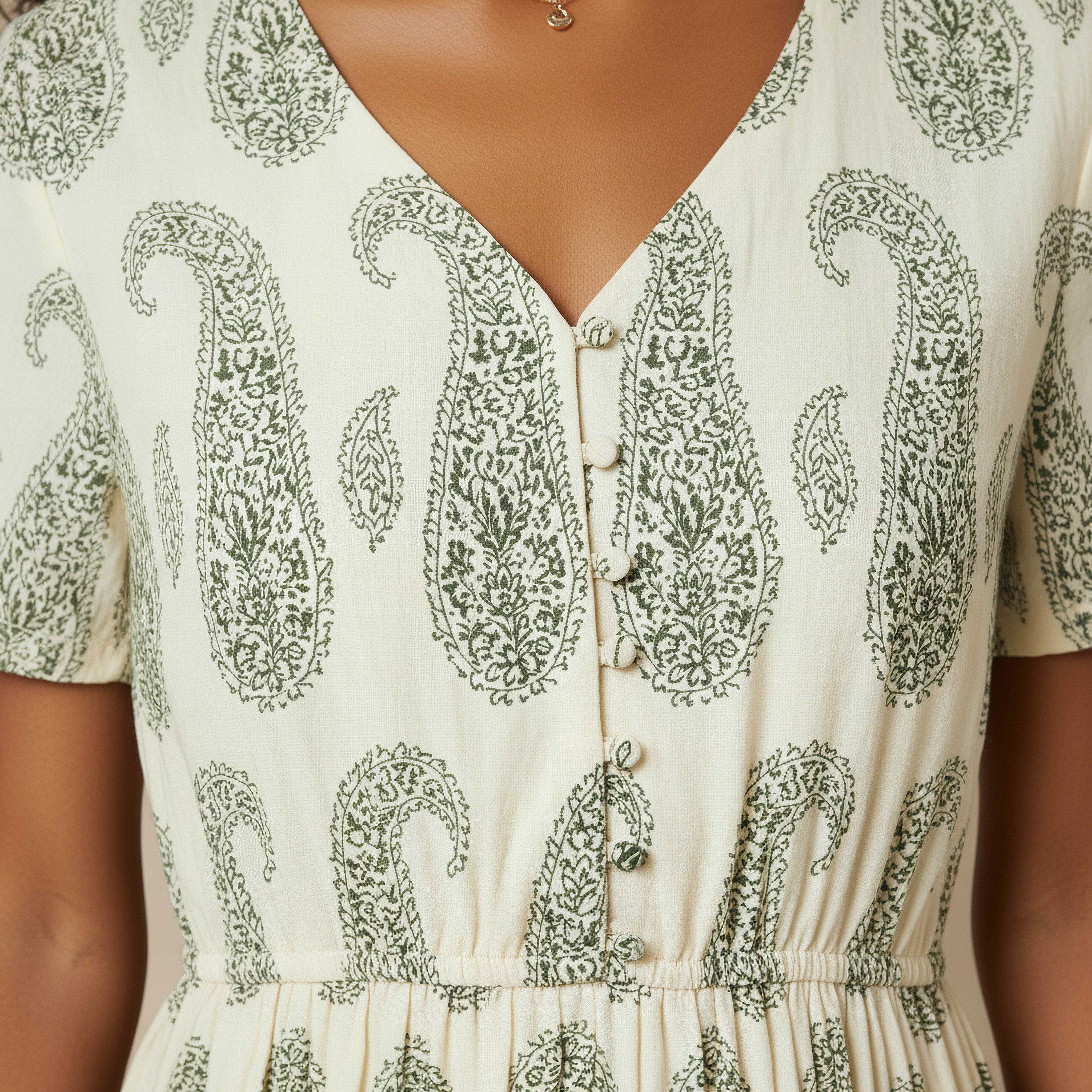 Paisley Print Tiered Women Dress with Short Sleeves-women-clothing-dresses-image-4