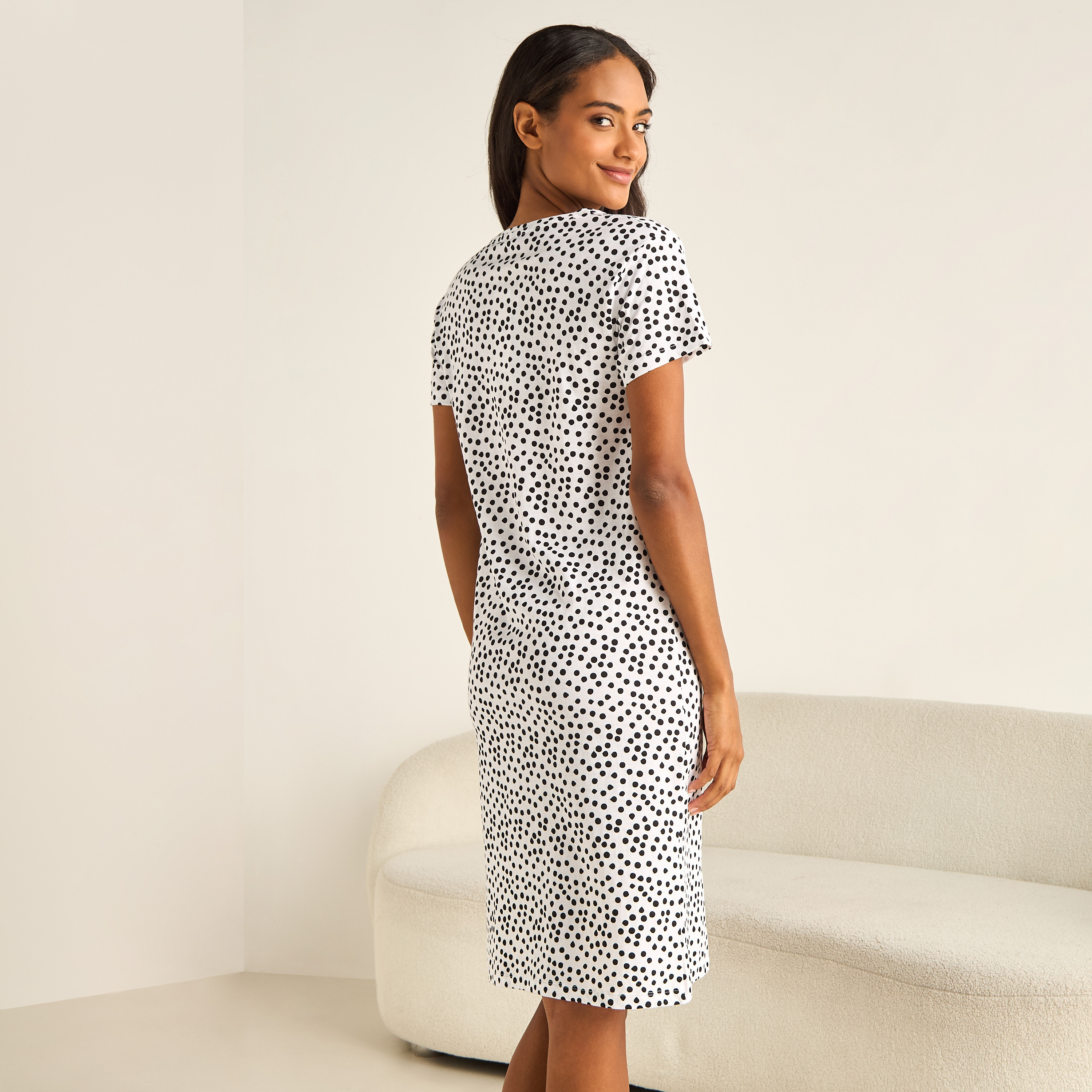 Knee Length Night Dress with Print-women-clothing-nightwear-nighties-image-3