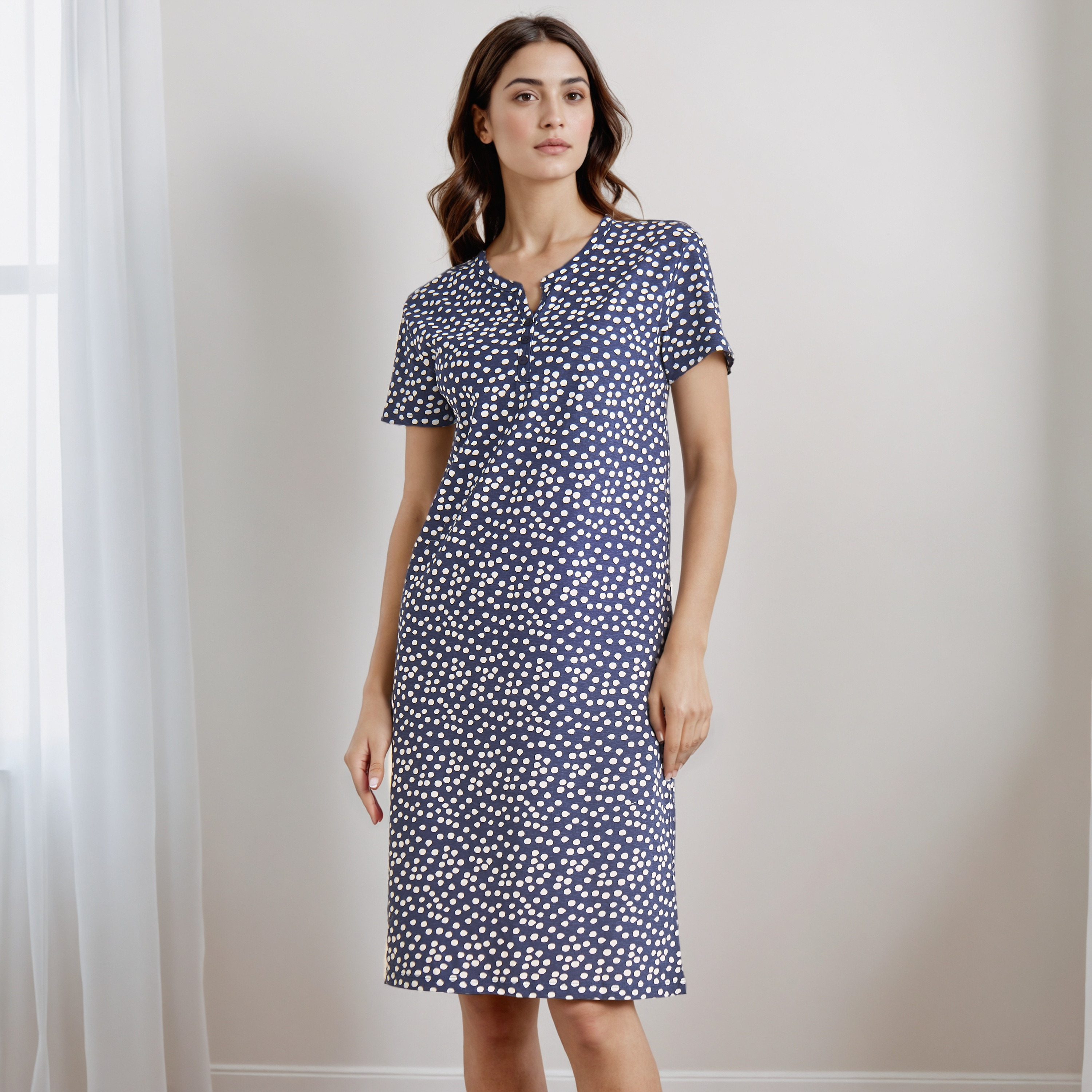 قميص نوم بطول الركبة بياقة مستديرة-women-clothing-nightwear-nighties-image-2