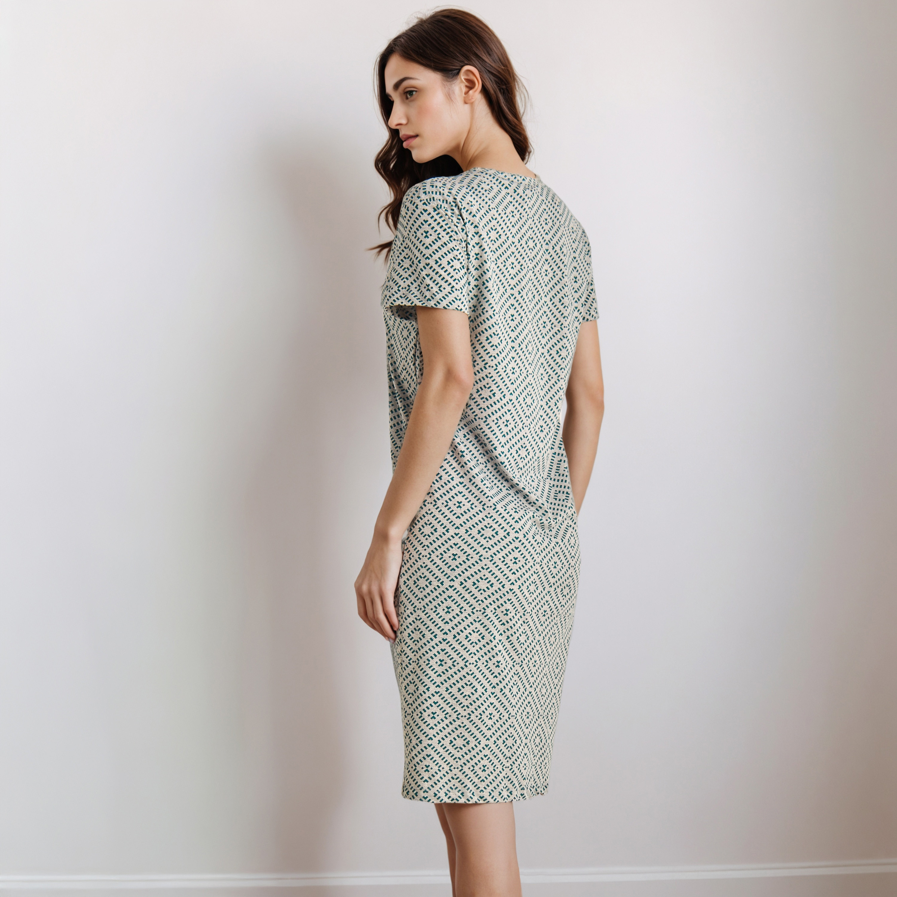 Knee Length Night Dress with Print-women-clothing-nightwear-nighties-image-2