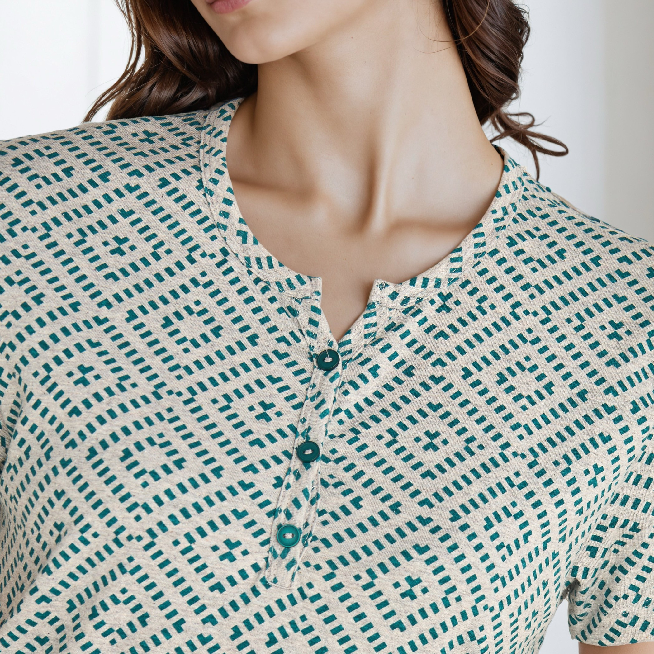Knee Length Night Dress with Print-women-clothing-nightwear-nighties-image-3