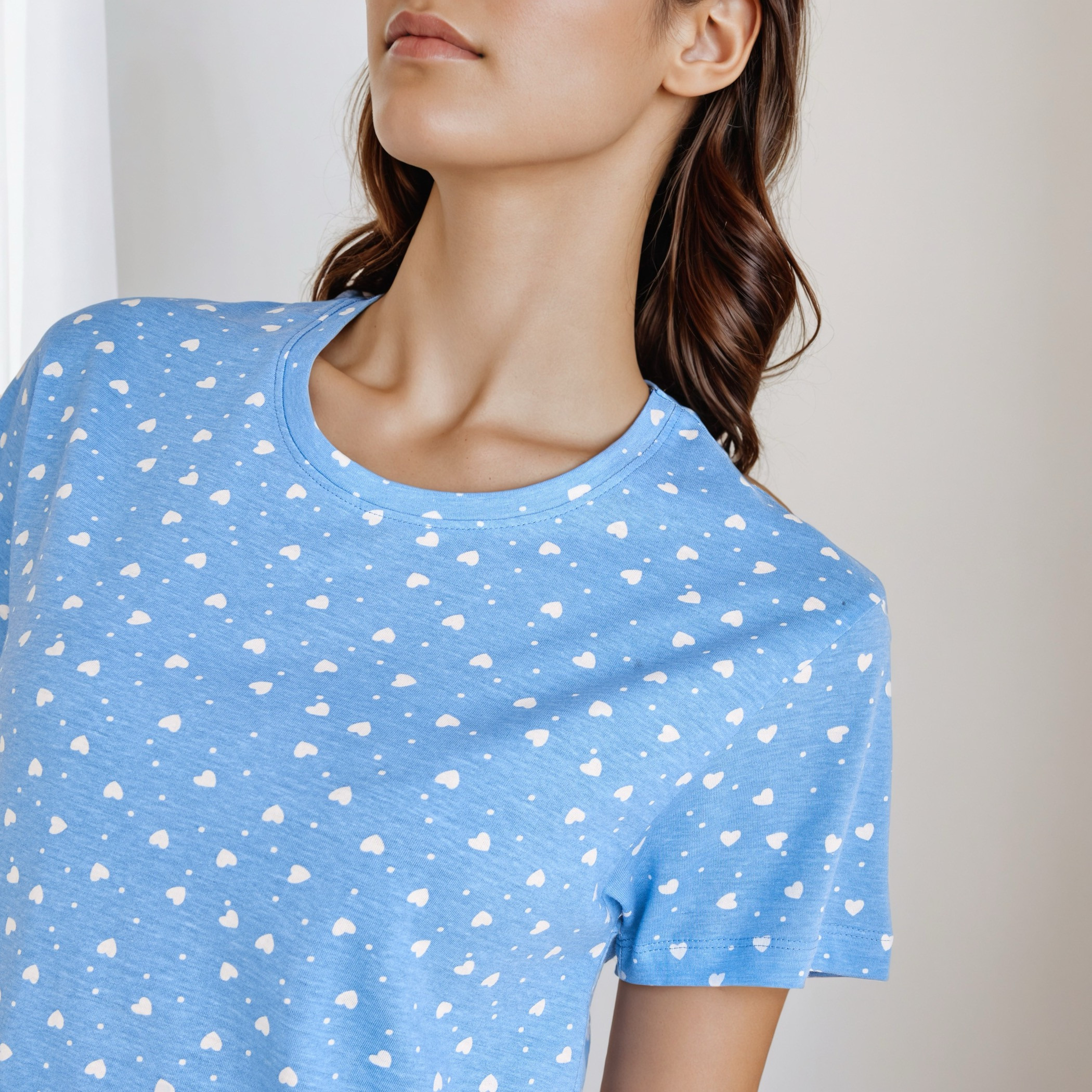 Knee Length Night Dress with Heart Print-women-clothing-nightwear-nighties-image-4