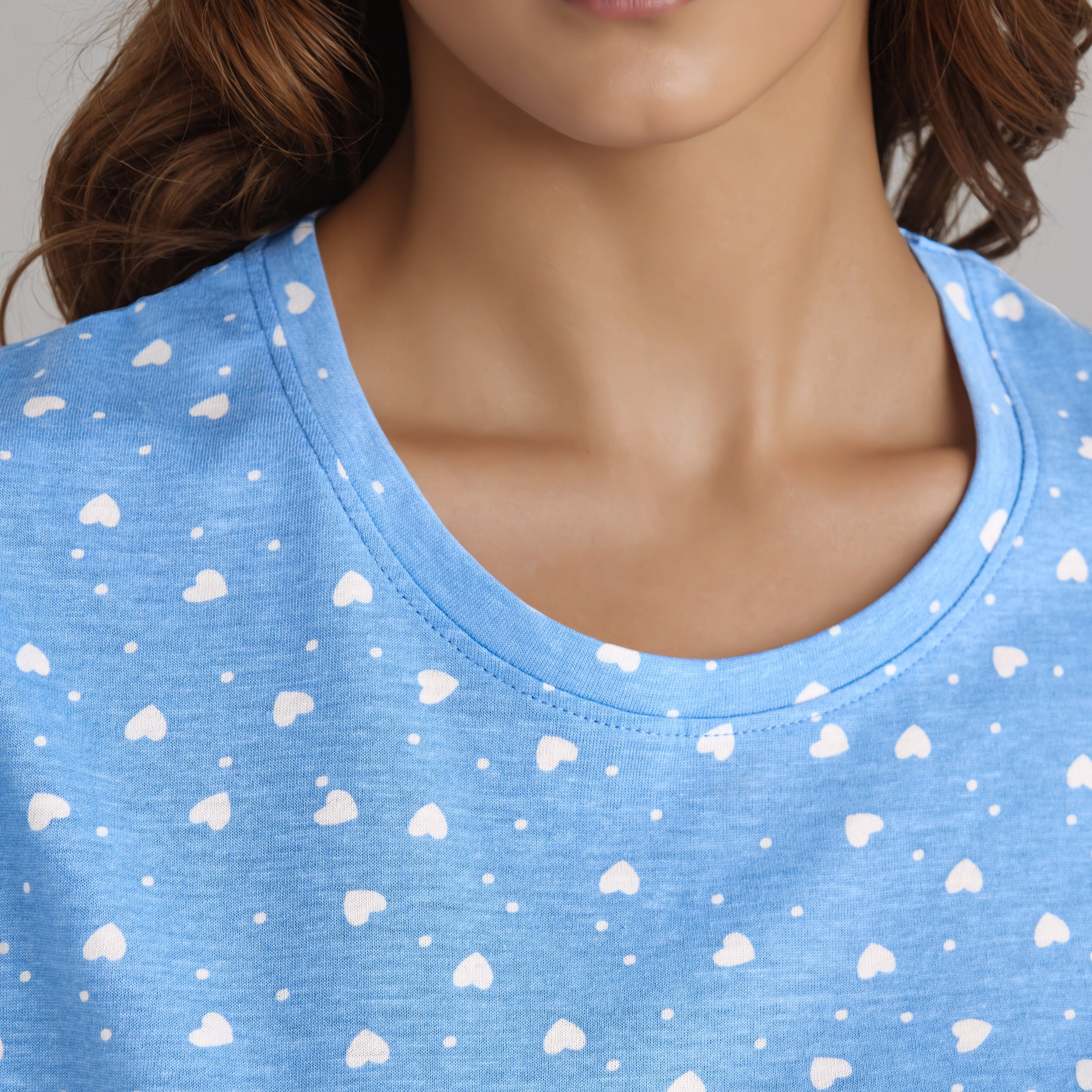 Knee Length Night Dress with Heart Print-women-clothing-nightwear-nighties-image-5