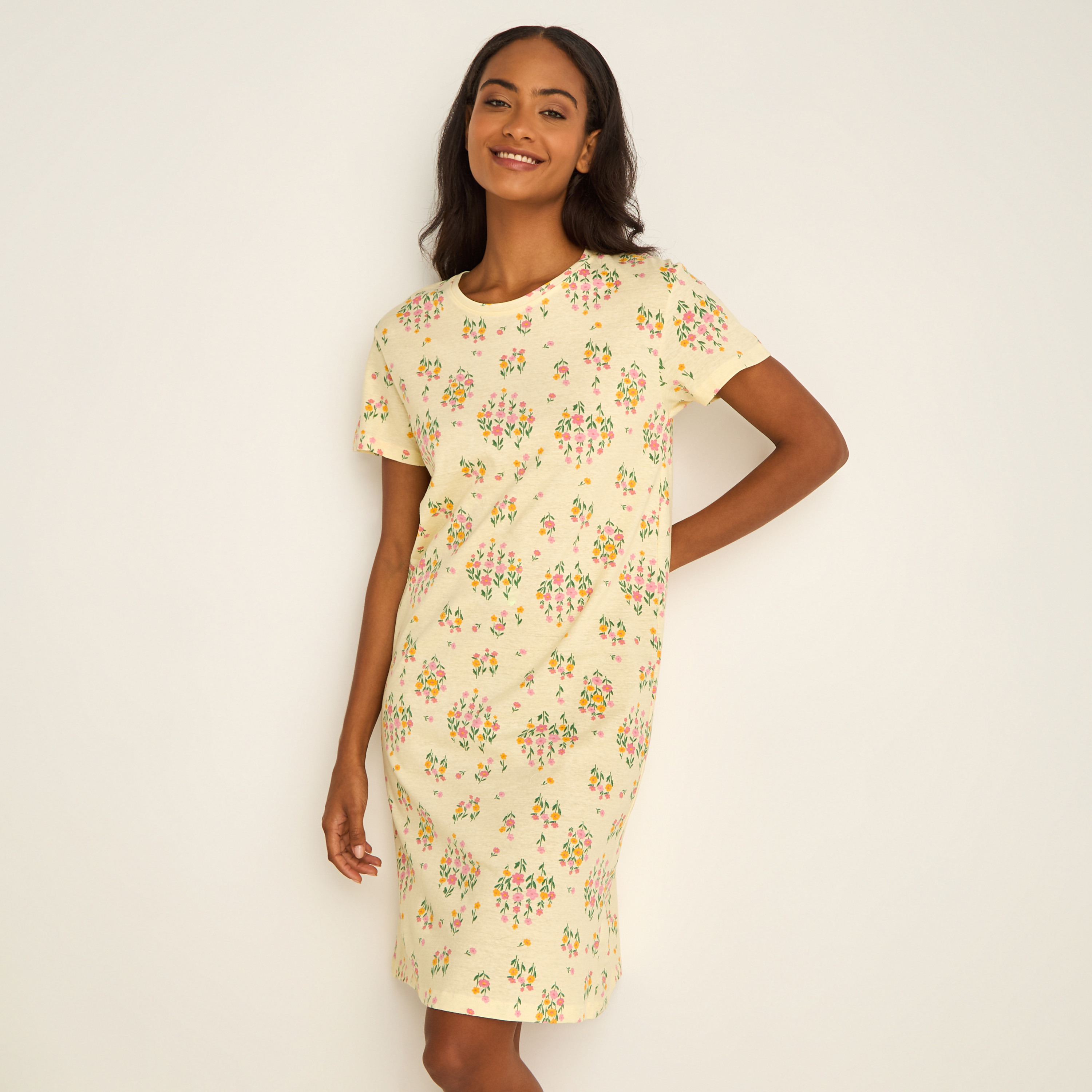 Nighty Knee Length with Round Neck-women-clothing-nightwear-nighties-image-1