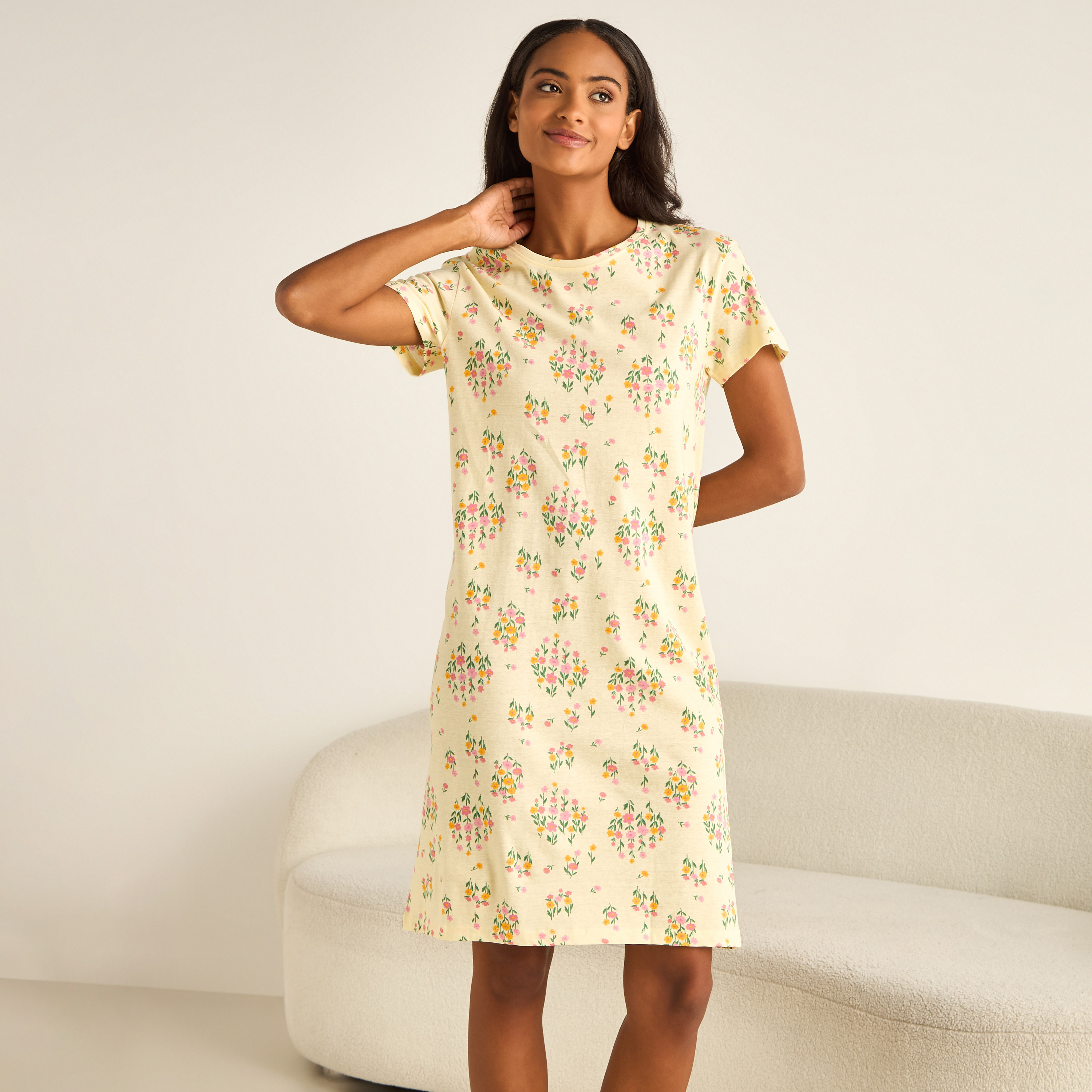 Nighty Knee Length with Round Neck-women-clothing-nightwear-nighties-image-2