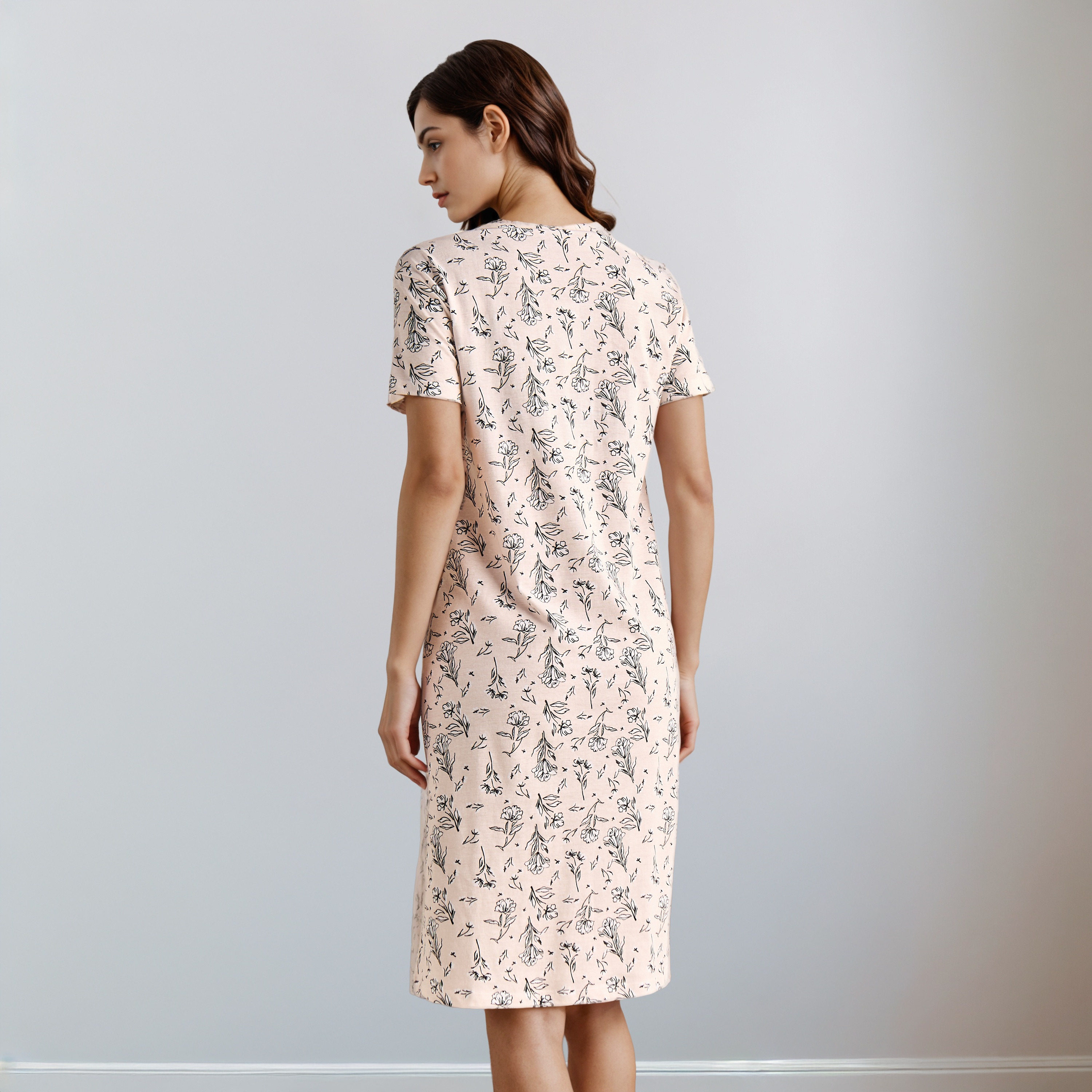 Floral Print Nighty Knee Length-women-clothing-nightwear-nighties-image-2