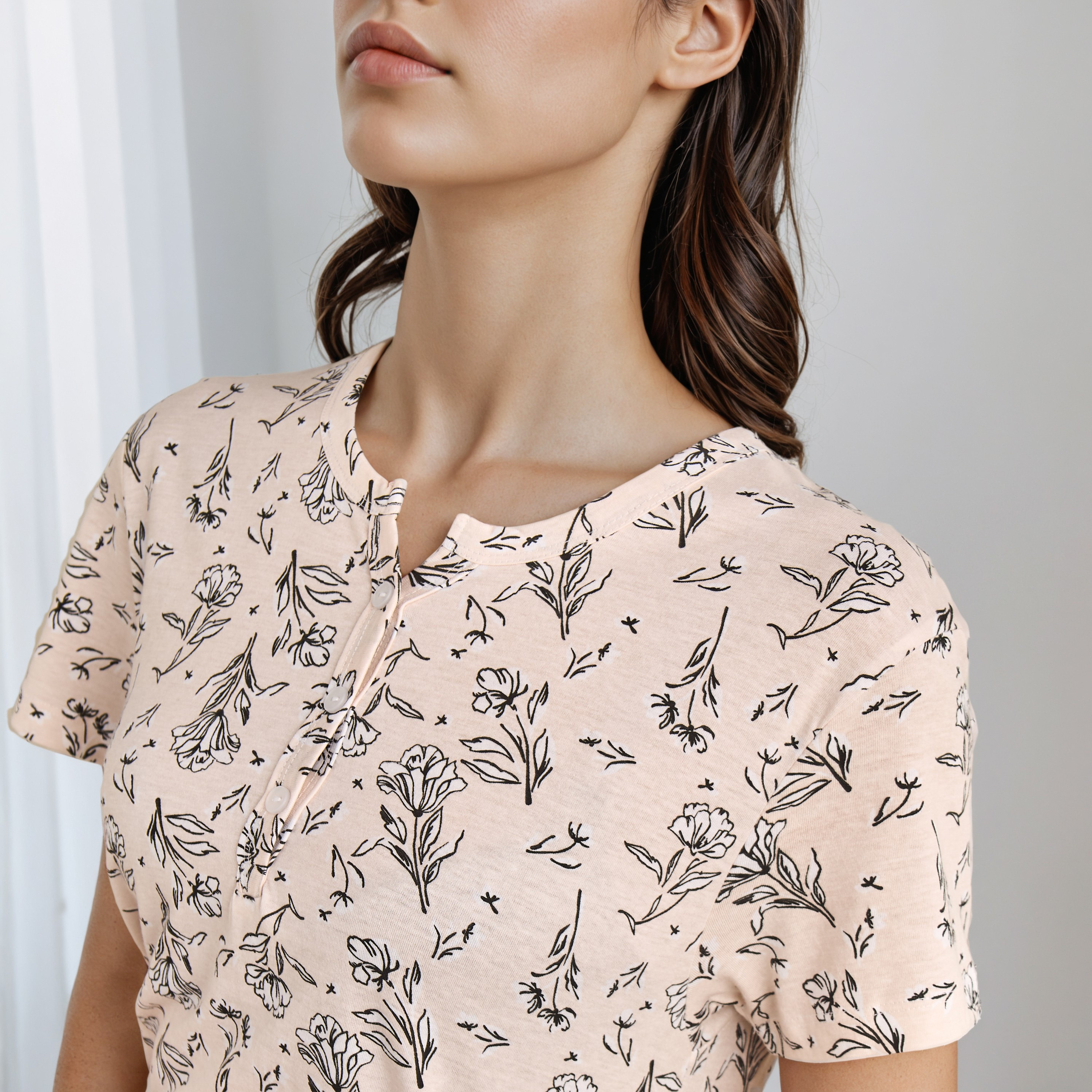 Floral Print Nighty Knee Length-women-clothing-nightwear-nighties-image-3