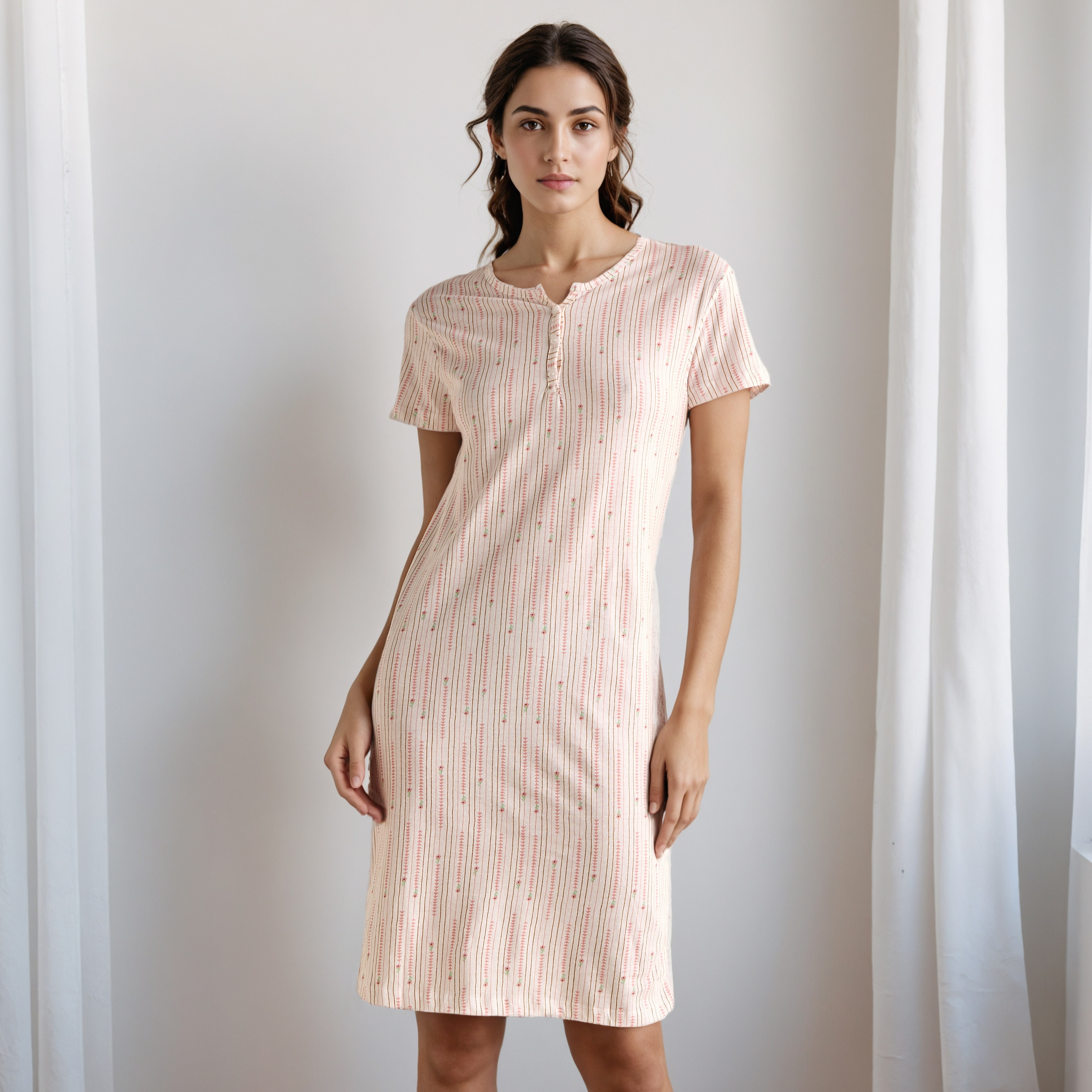 Floral Print Nighty Knee Length-women-clothing-nightwear-nighties-image-2