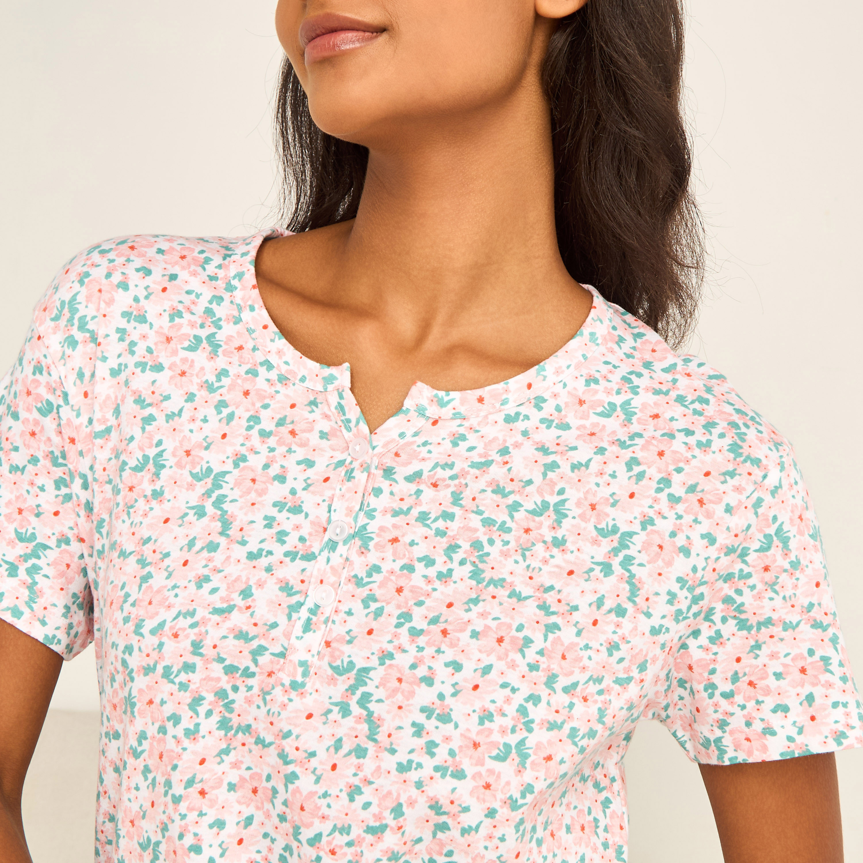 Floral Print Nighty Knee Length-women-clothing-nightwear-nighties-image-4