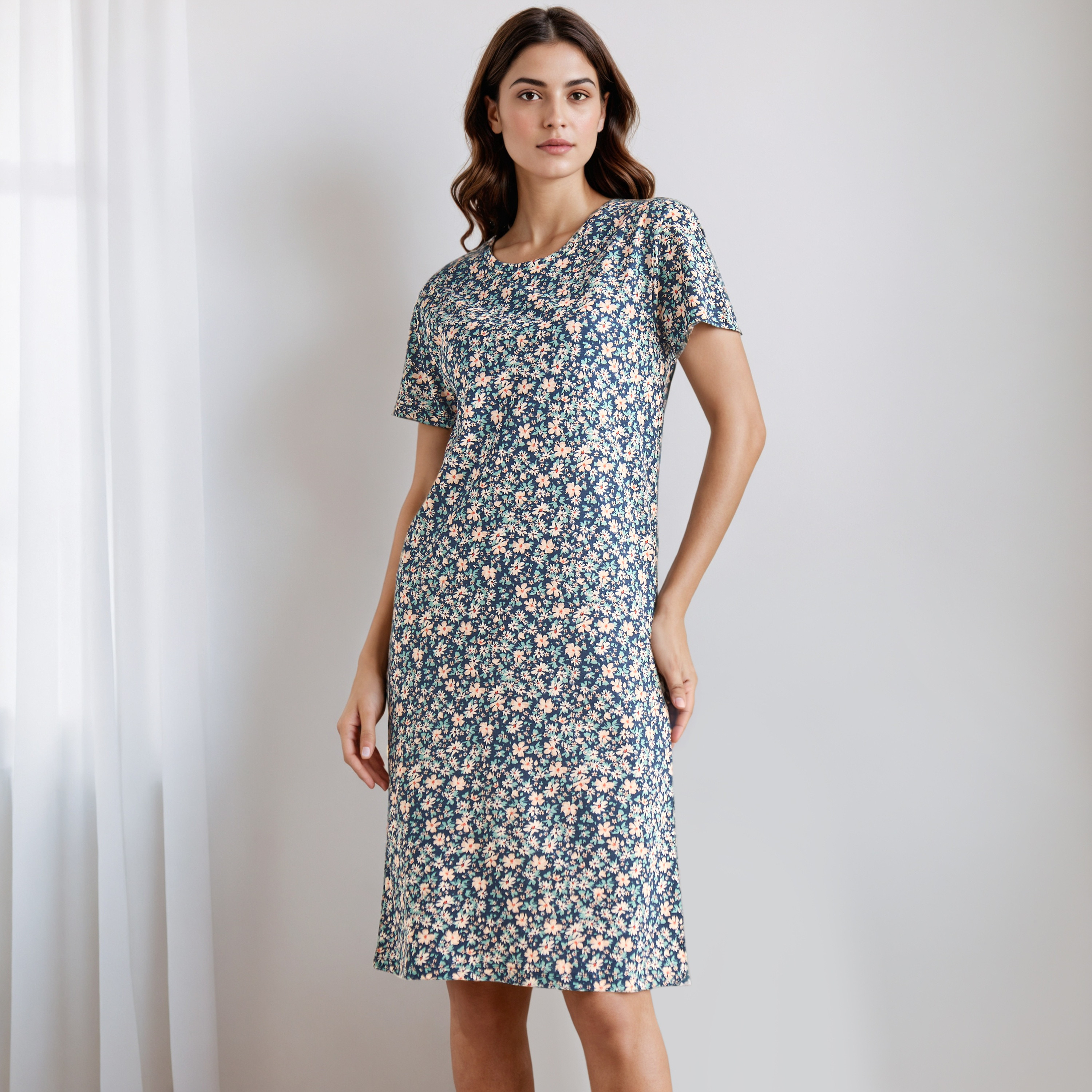 قميص نوم بطول الركبة وطبعات-women-clothing-nightwear-nighties-image-2