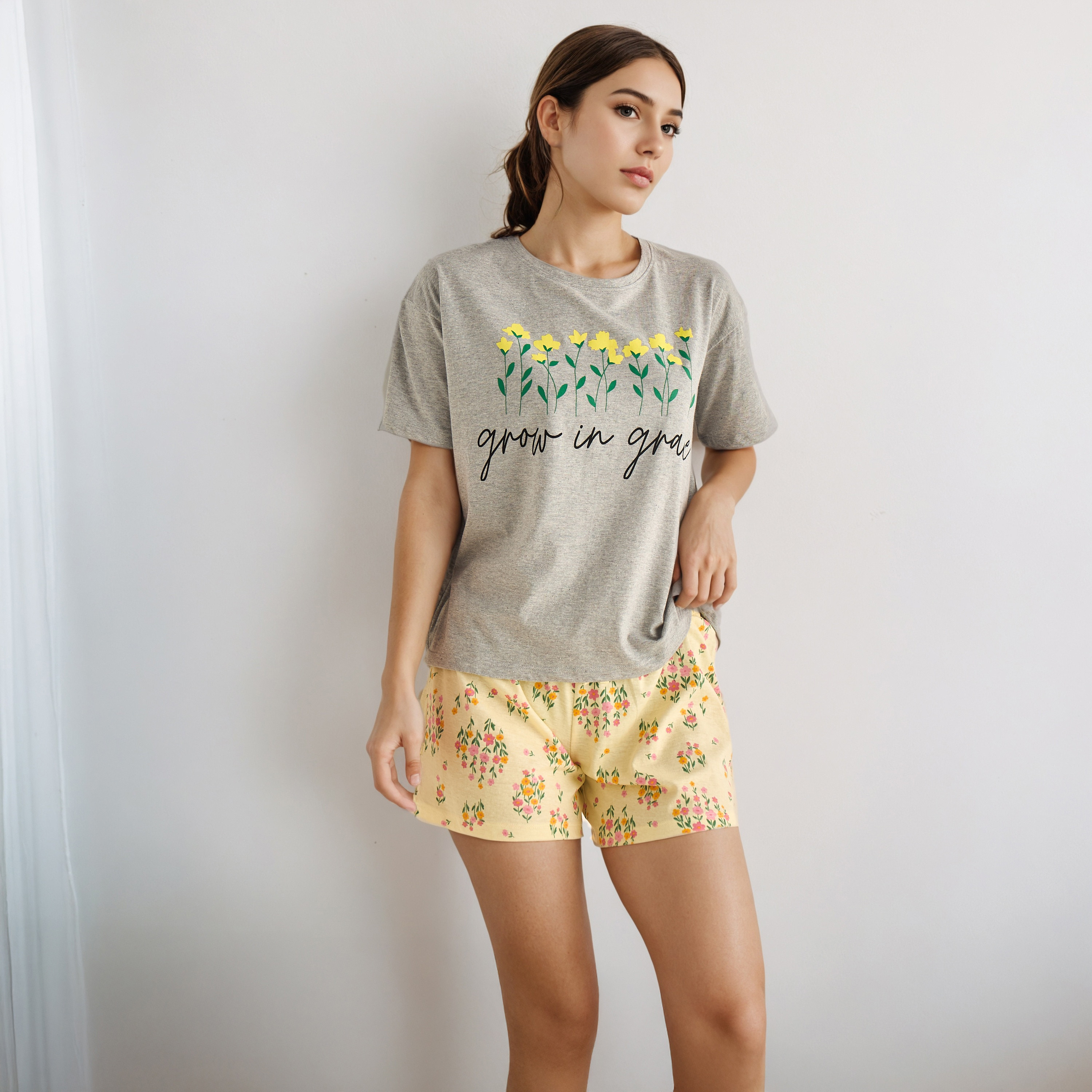 Pyjama Short Set T-shirt and Shorts Cotton-women-clothing-nightwear-pyjamas-shortsets-image-1