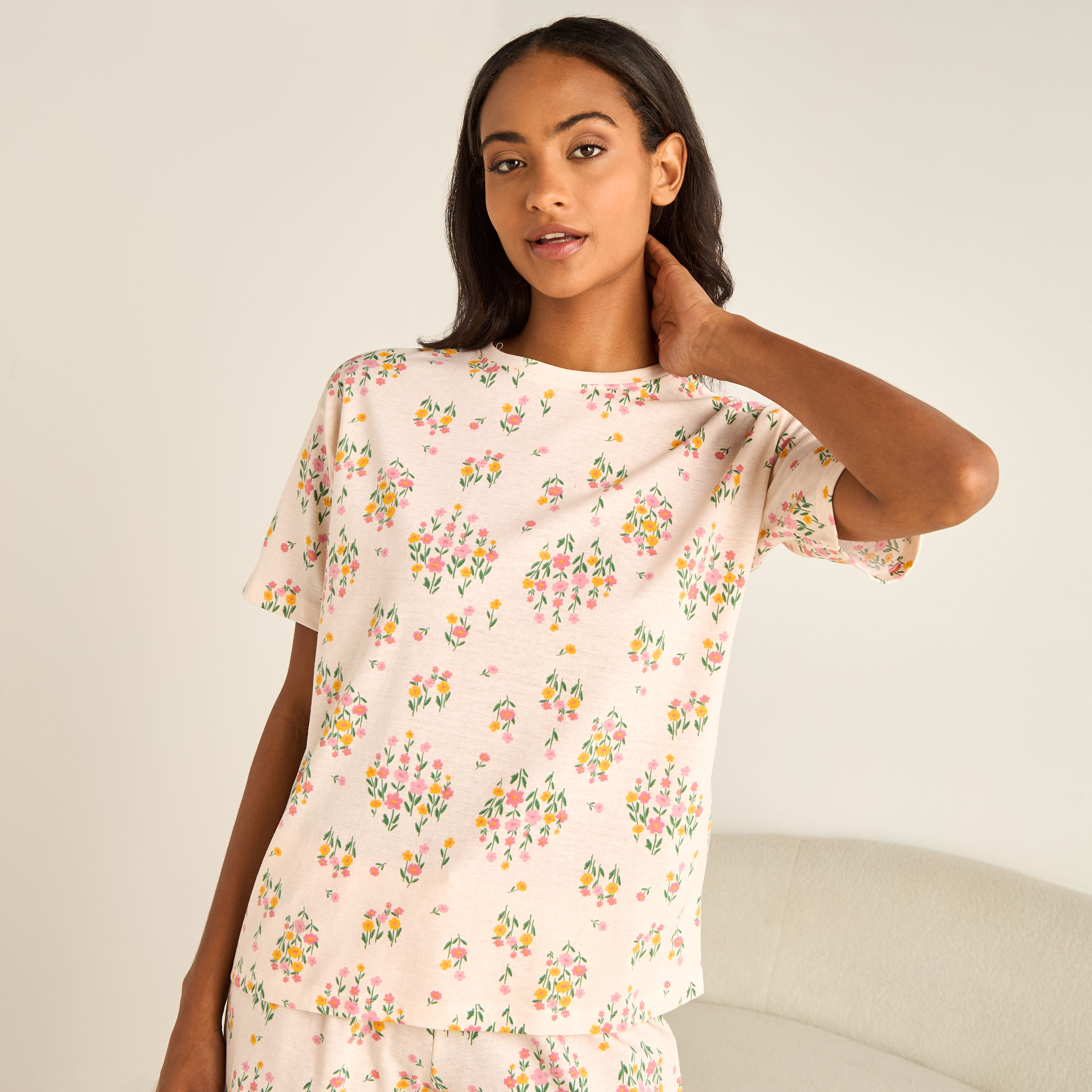 Pyjama Short Set T-shirt and Shorts Cotton-women-clothing-nightwear-pyjamas-shortsets-image-2