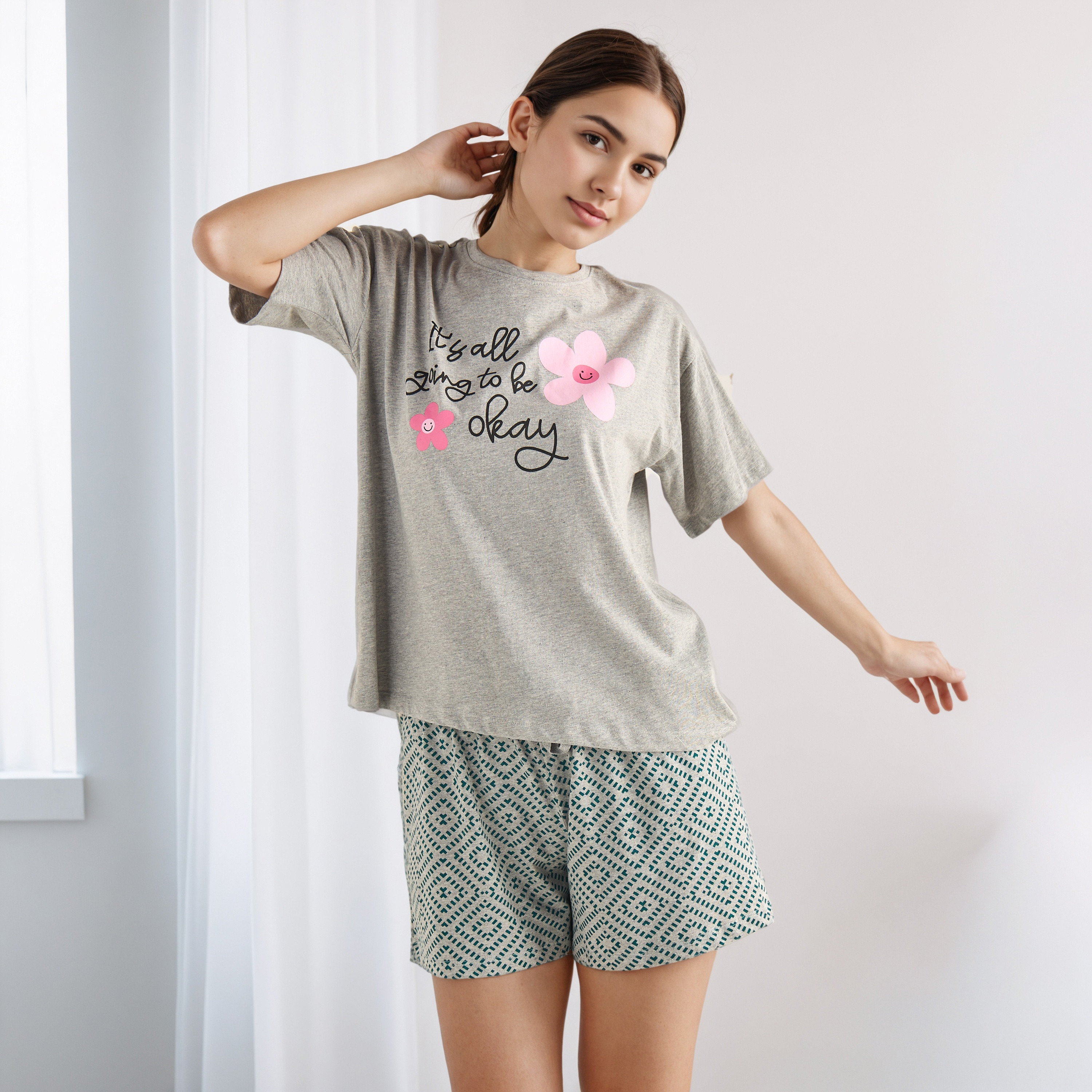 Pyjama Short Set T-shirt & Shorts-women-clothing-nightwear-pyjamas-shortsets-image-1