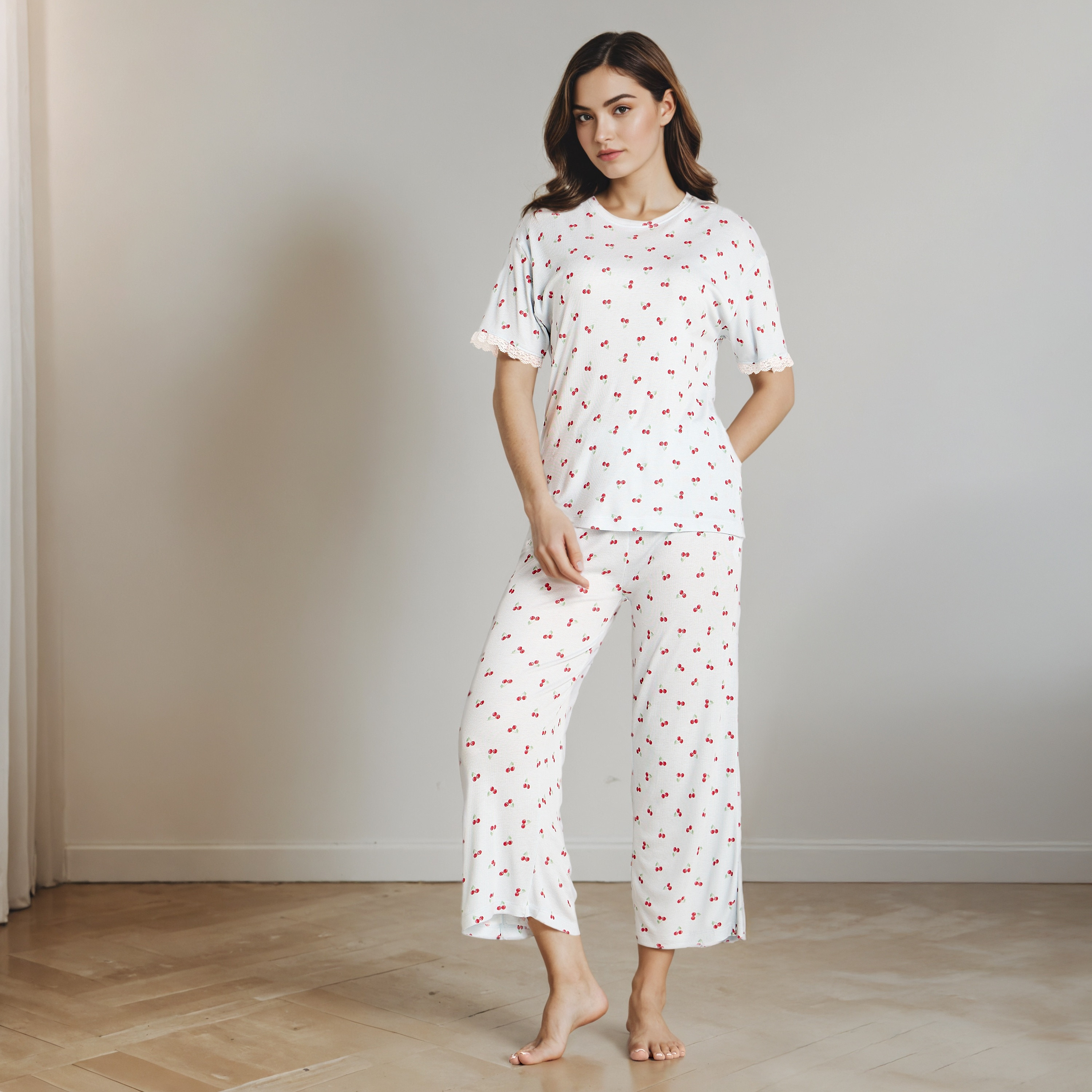 Printed T-shirt and Pyjama Set-women-clothing-nightwear-pyjamas-longsets-image-1