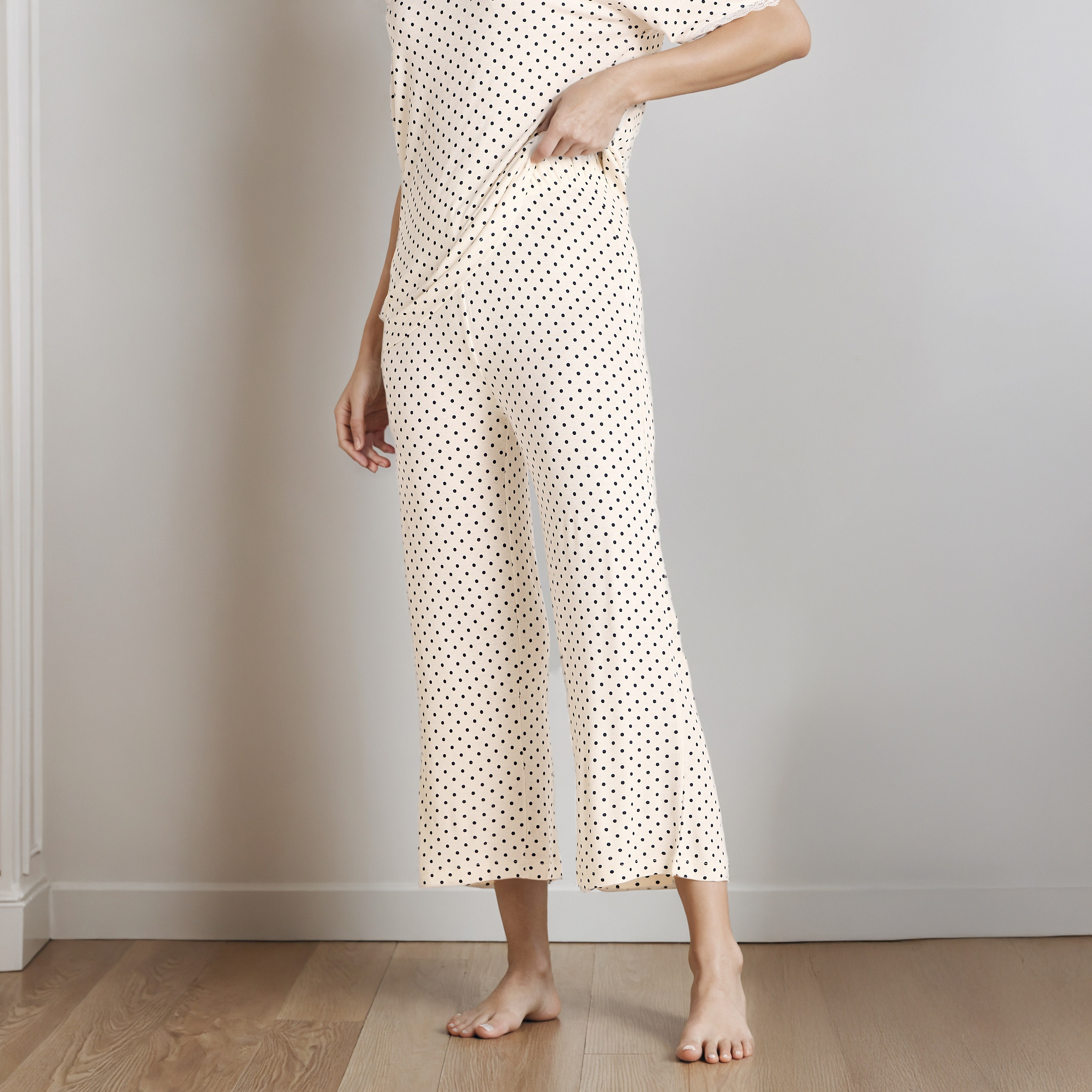 Polka Dot Print T-shirt and Pyjama Set-women-clothing-nightwear-pyjamas-longsets-image-3