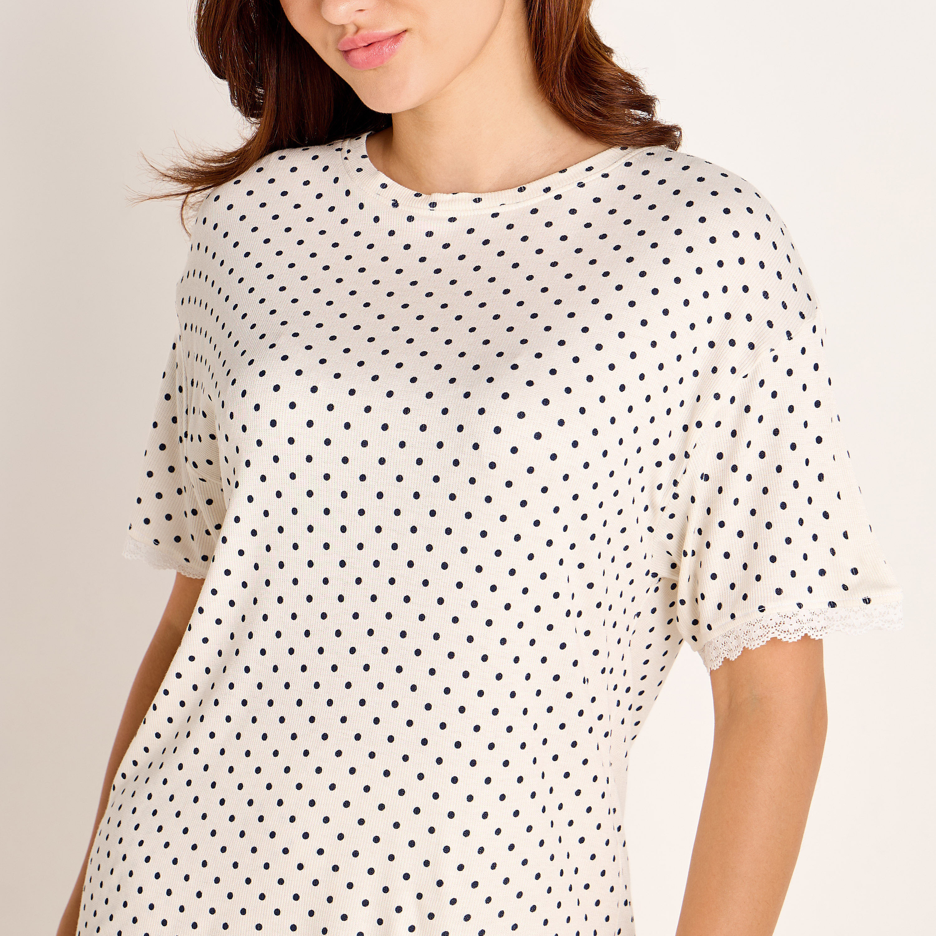 Polka Dot Print T-shirt and Pyjama Set-women-clothing-nightwear-pyjamas-longsets-image-5