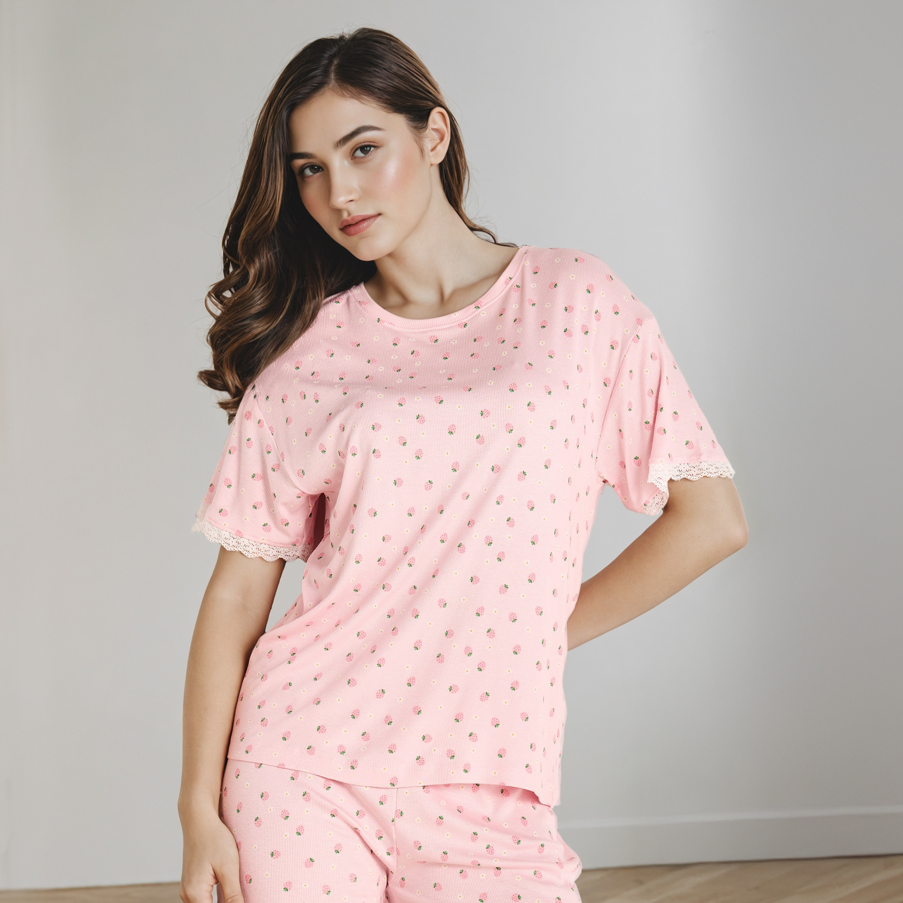 Printed T-shirt and Pyjama Set-women-clothing-nightwear-pyjamas-longsets-image-2