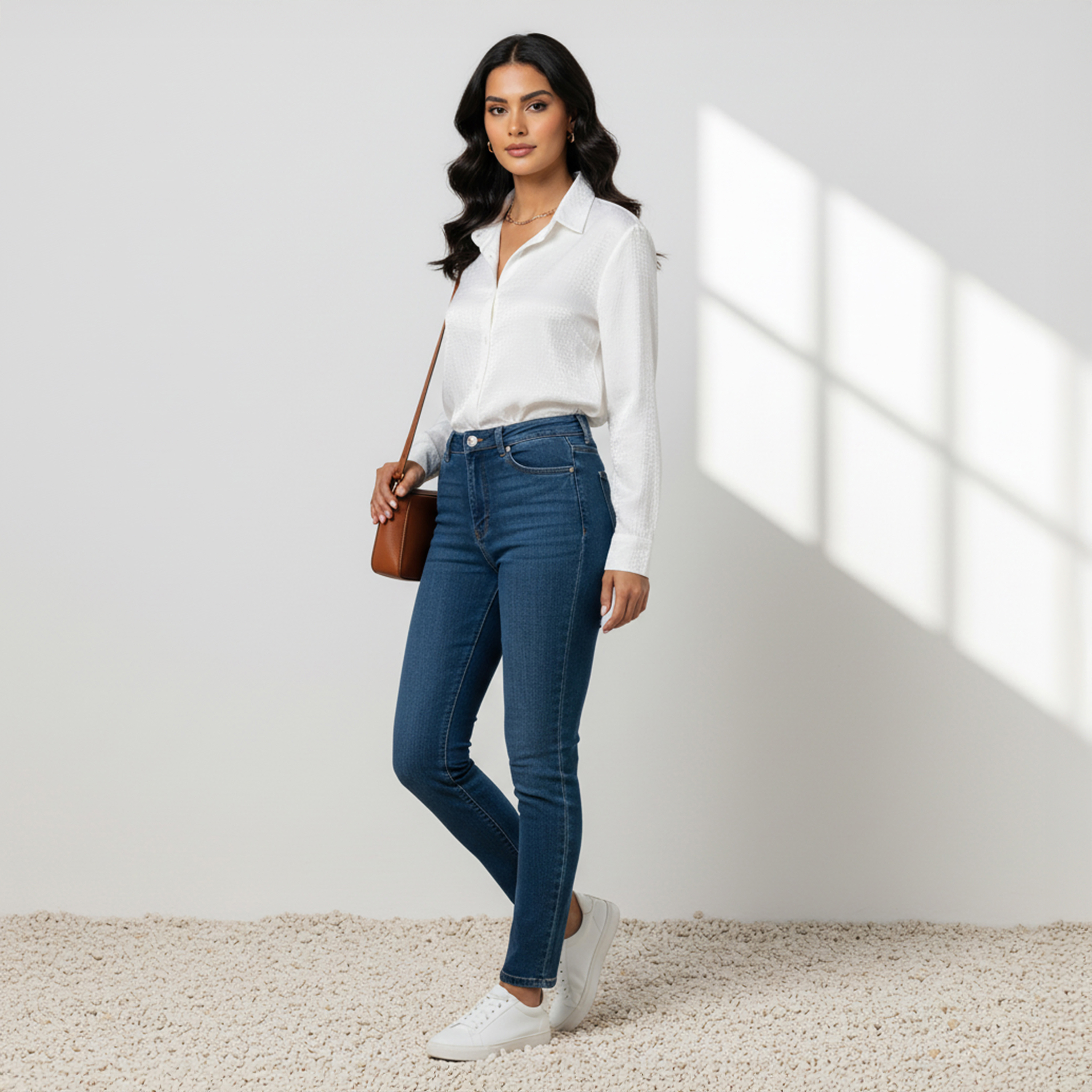 قميص فيسكوز بارز الملمس بقصة عادية وياقة-women-clothing-shirtsandblouses-shirts-image-2