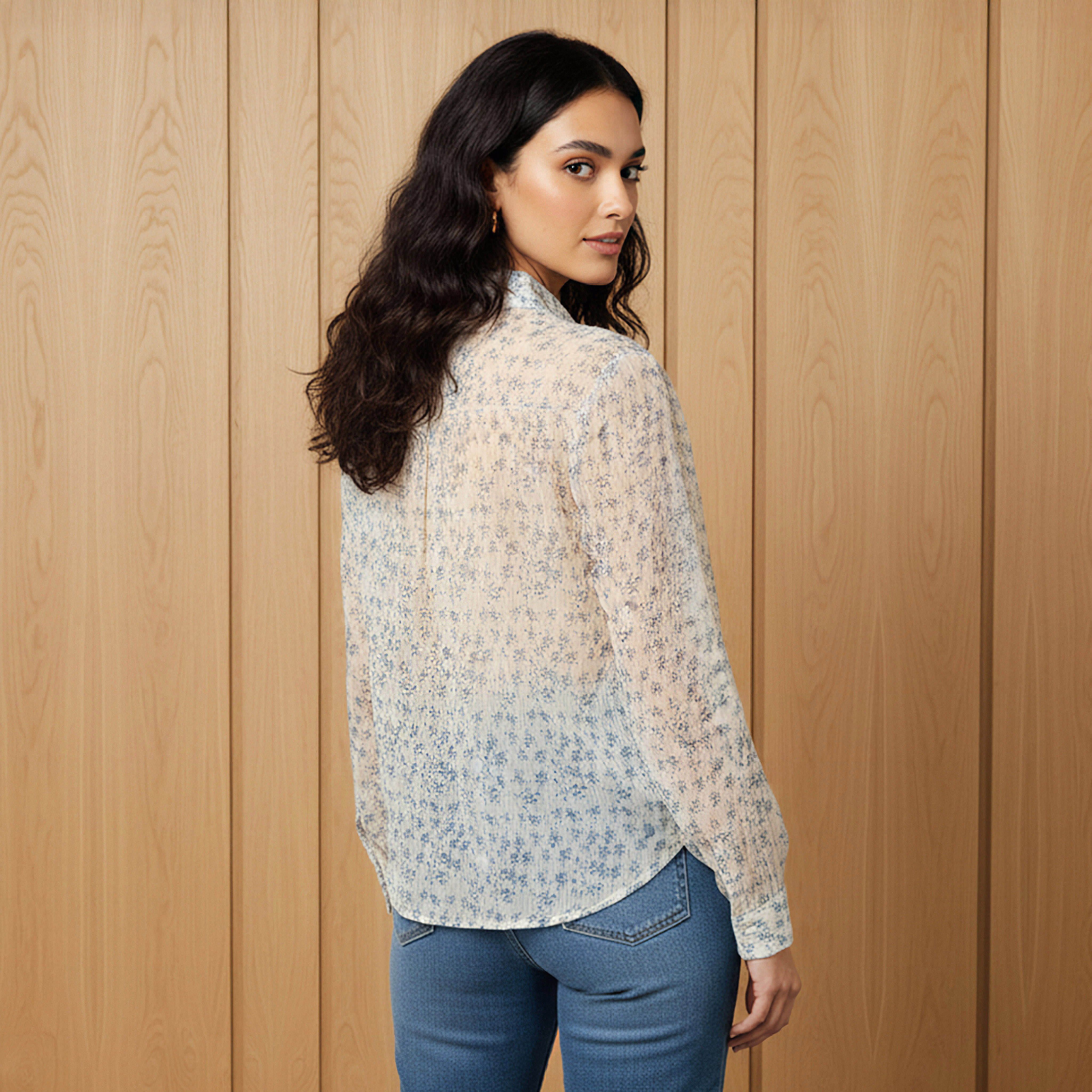 قميص فيسكوز بقصة عادية وطبعات زهور وياقة-women-clothing-shirtsandblouses-shirts-image-3