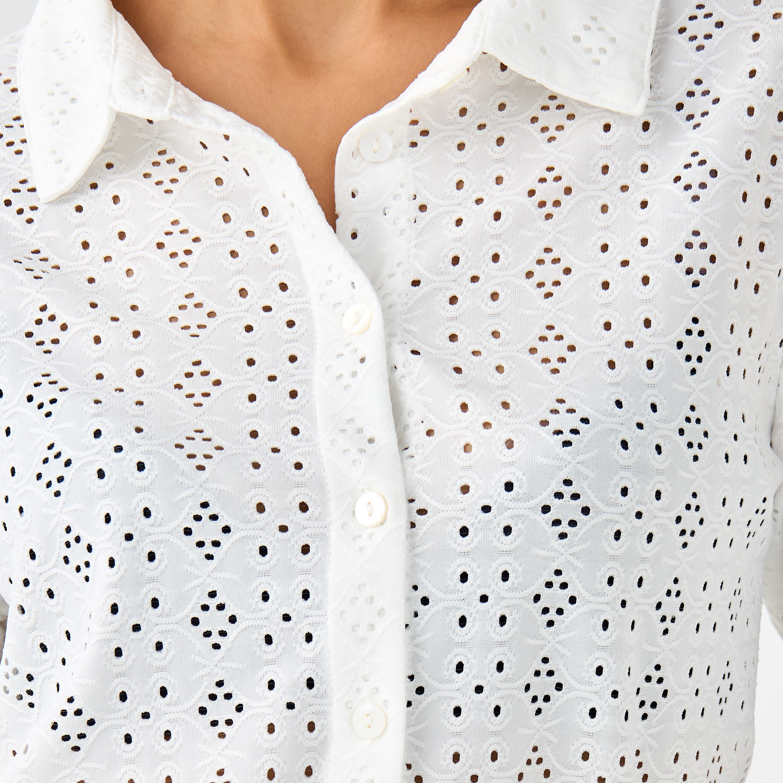 Regular Fit Viscose Schiffli Textured Shirt with Collar-women-clothing-shirtsandblouses-shirts-image-5