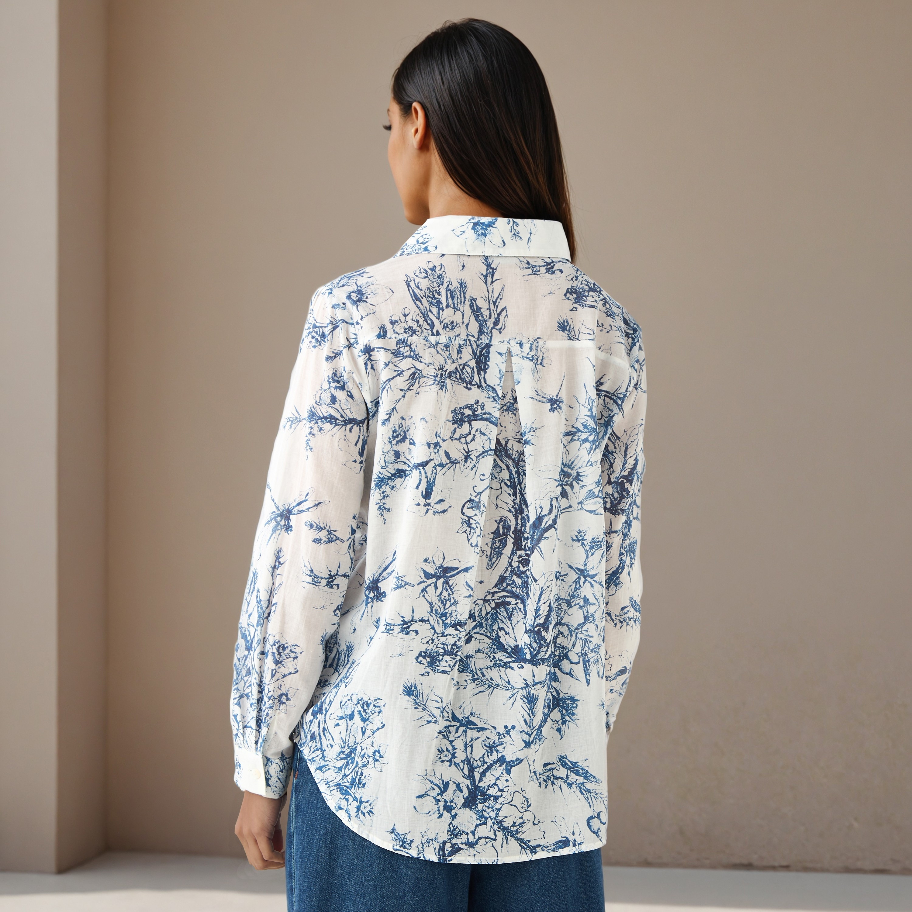 Regular Fit Viscose Floral Print Shirt with Collar-women-clothing-shirtsandblouses-shirts-image-3