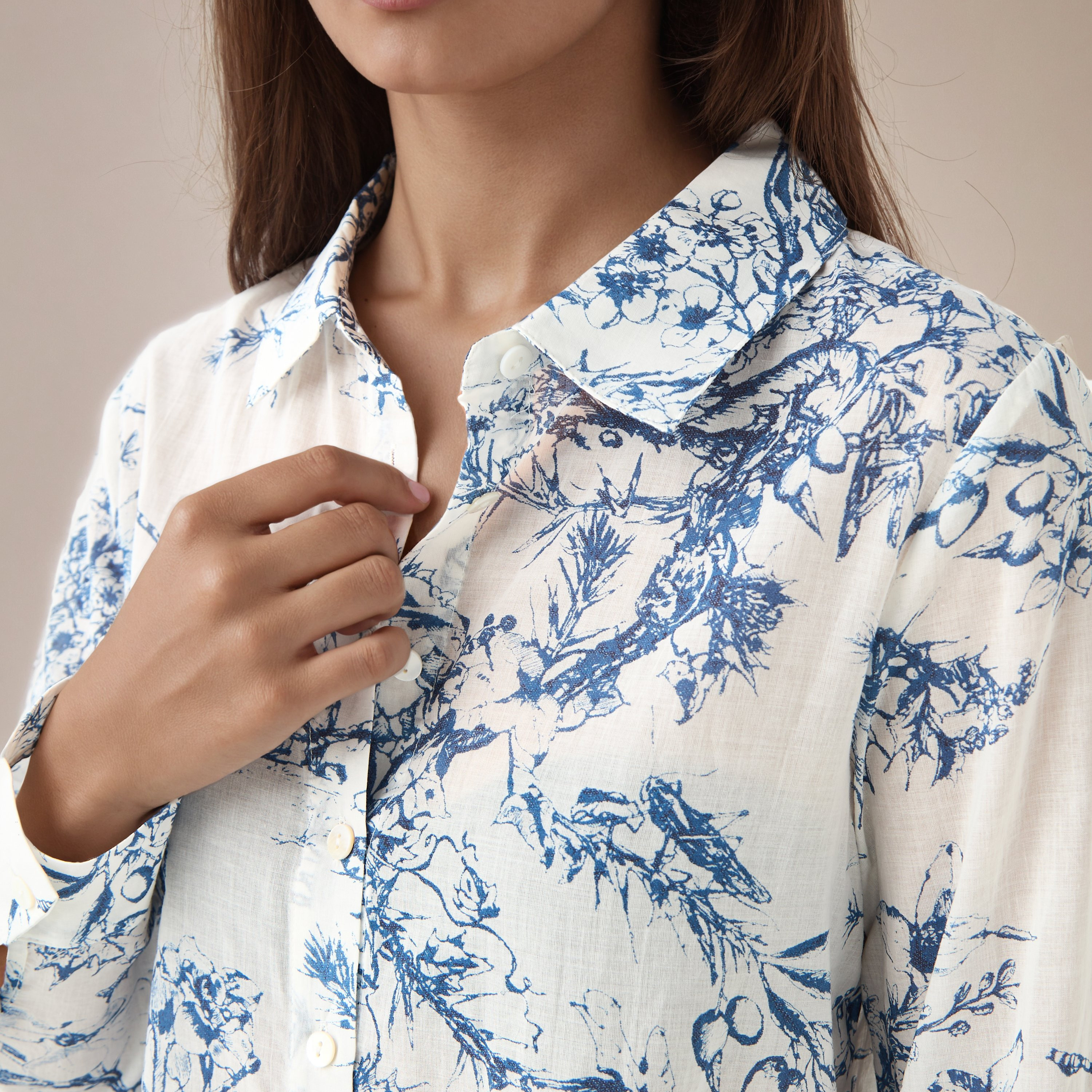 Regular Fit Viscose Floral Print Shirt with Collar-women-clothing-shirtsandblouses-shirts-image-5