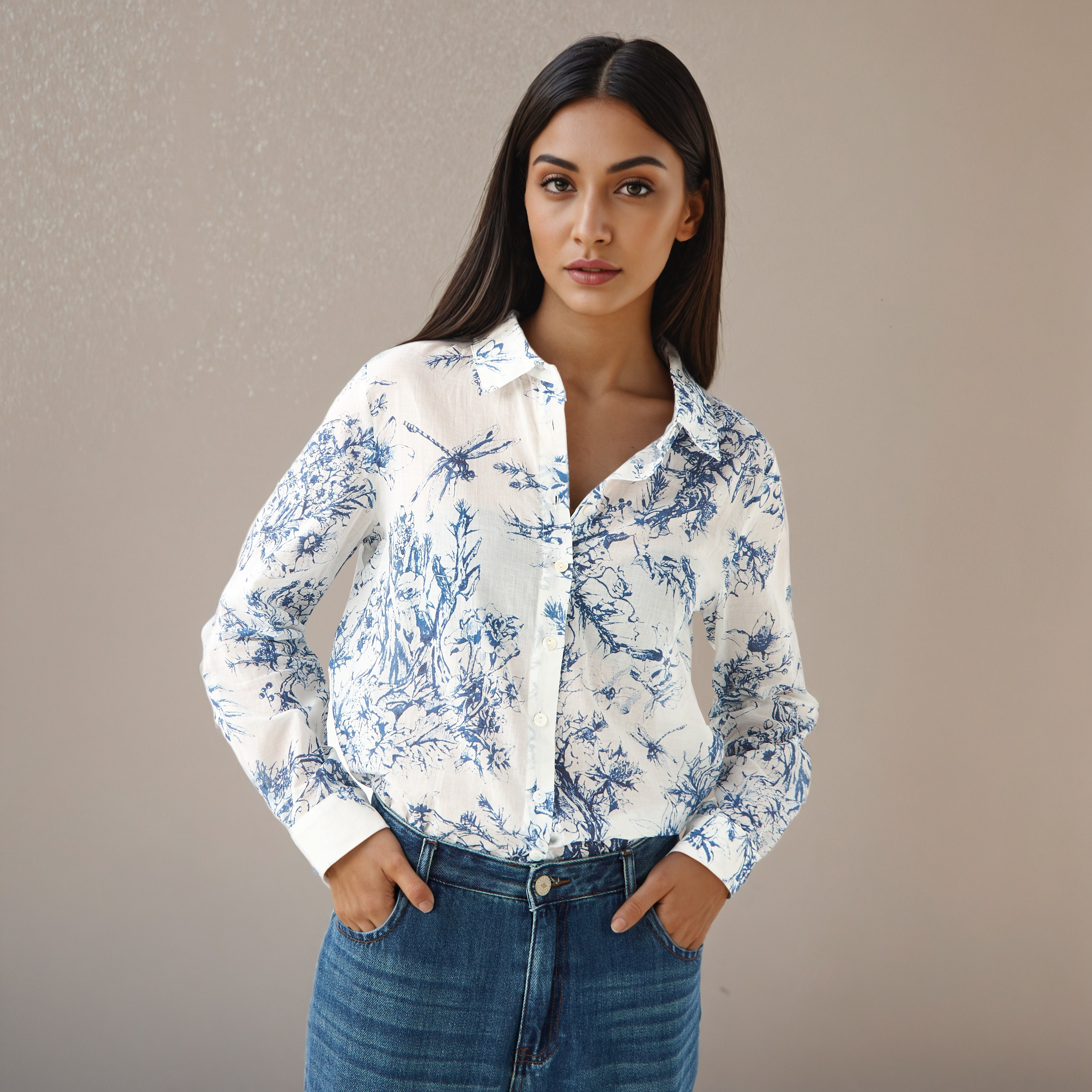 Regular Fit Viscose Floral Print Shirt with Collar-women-clothing-shirtsandblouses-shirts-image-6