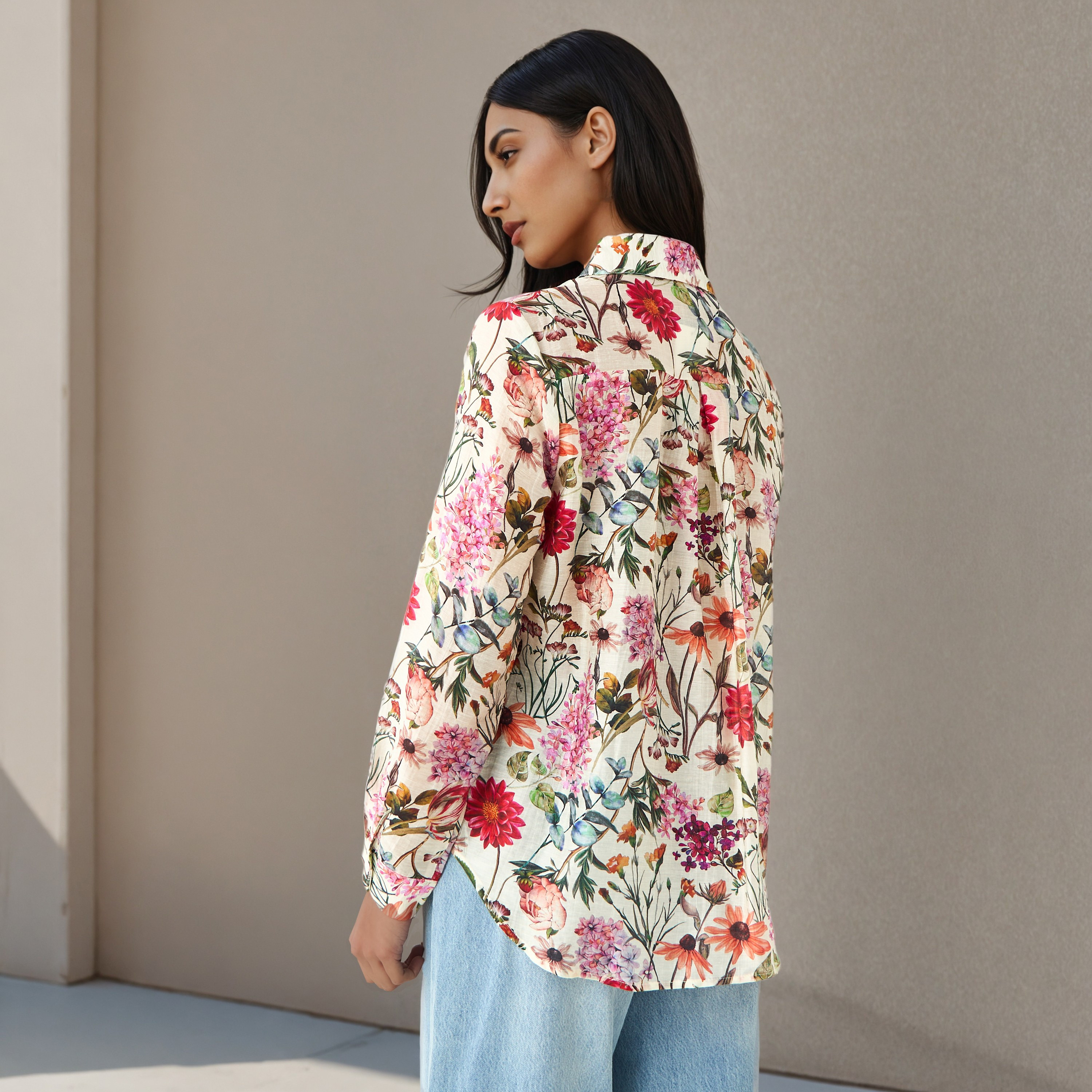 Regular Fit Viscose Floral Print Shirt with Collar-women-clothing-shirtsandblouses-shirts-image-3