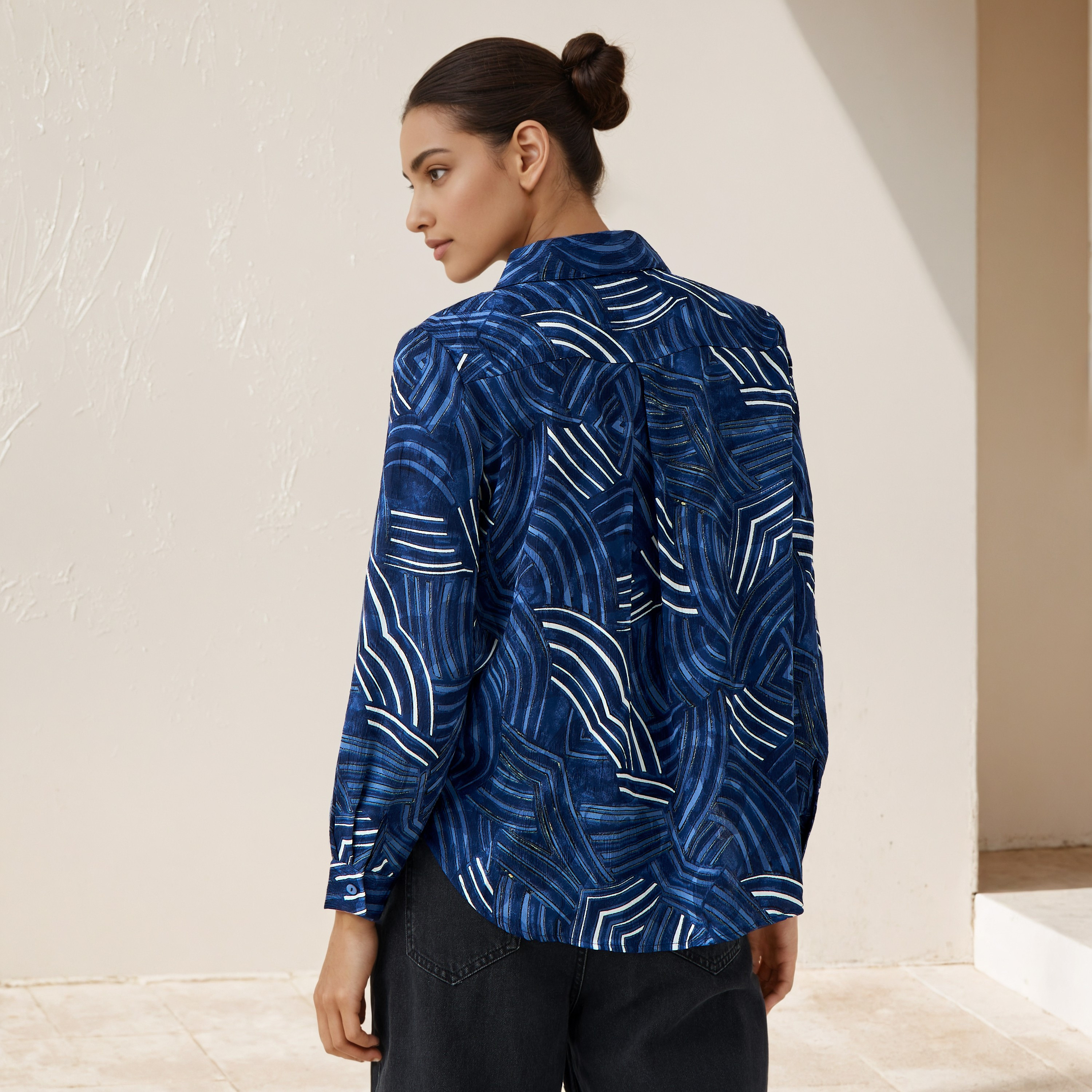 Regular Fit Viscose Printed Shirt with Collar-women-clothing-shirtsandblouses-shirts-image-3
