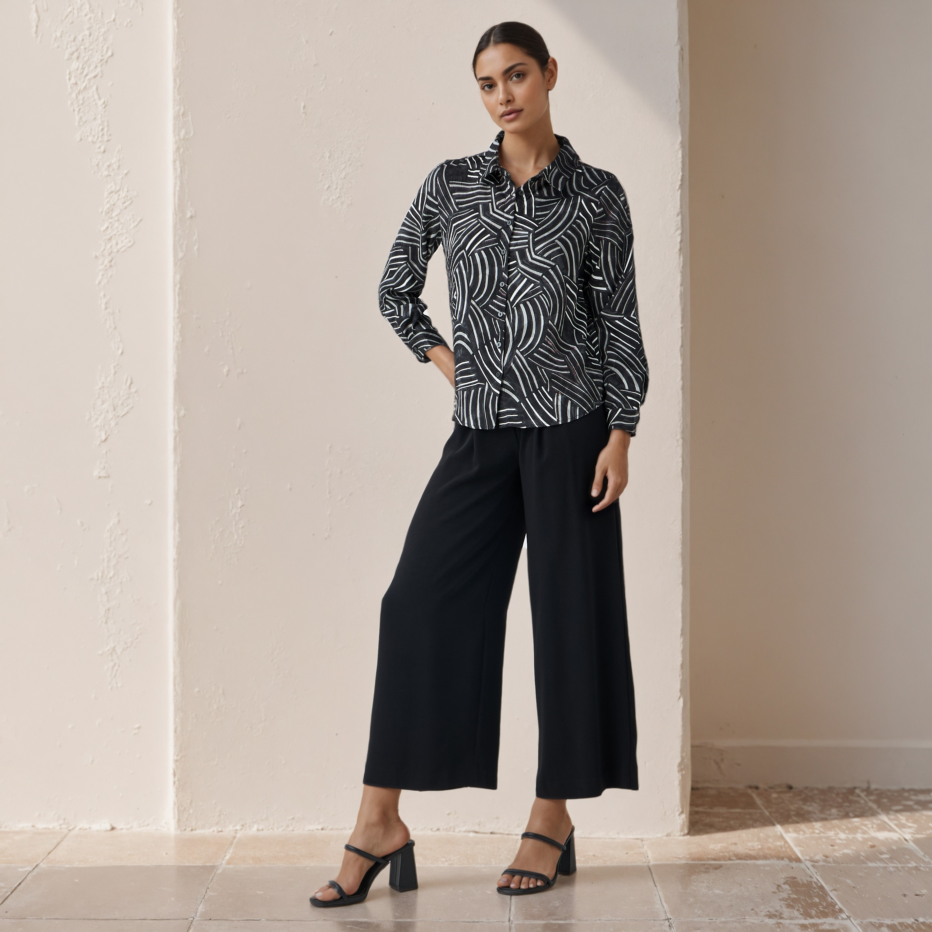 Regular Fit Viscose Printed Shirt with Collar-women-clothing-shirtsandblouses-shirts-image-2