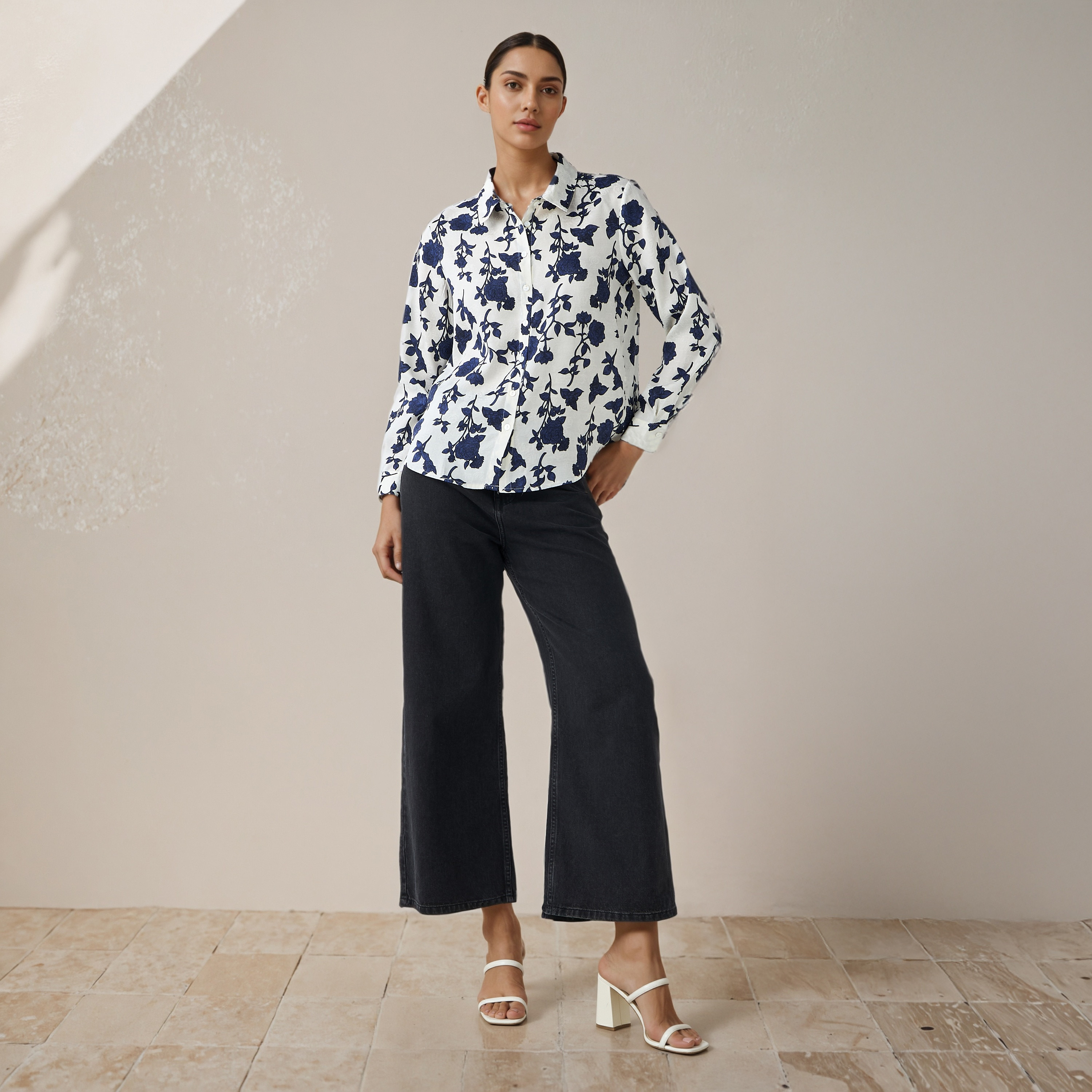 Regular Fit Viscose Floral Print Shirt with Collar-women-clothing-shirtsandblouses-shirts-image-2