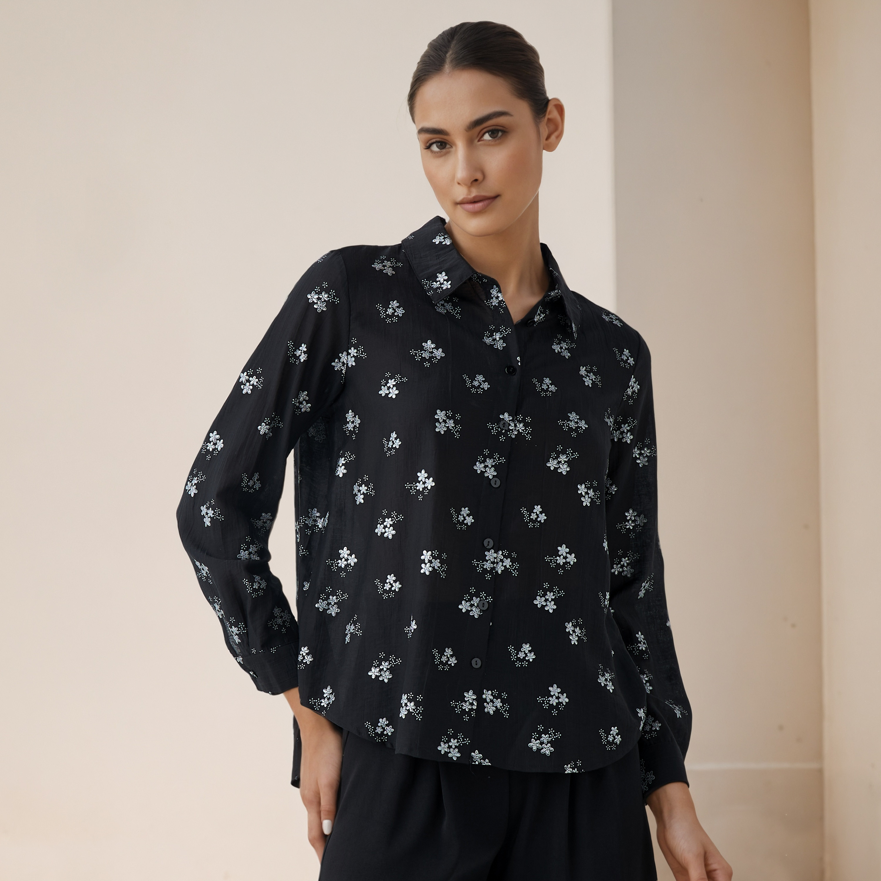 Regular Fit Viscose Floral Print Shirt with Collar-women-clothing-shirtsandblouses-shirts-image-1