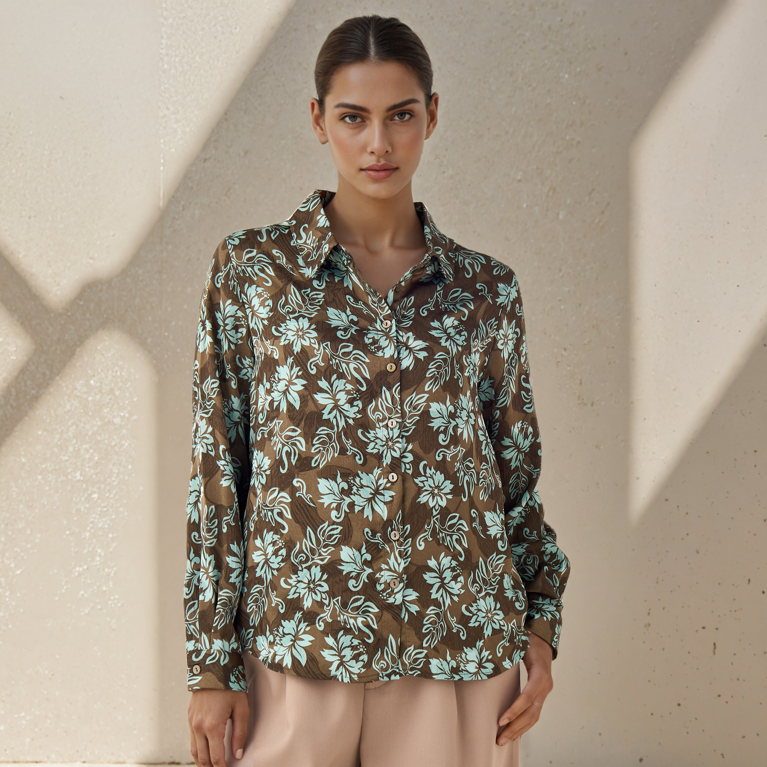 Regular Fit Viscose Floral Print Shirt with Collar-women-clothing-shirtsandblouses-shirts-image-7