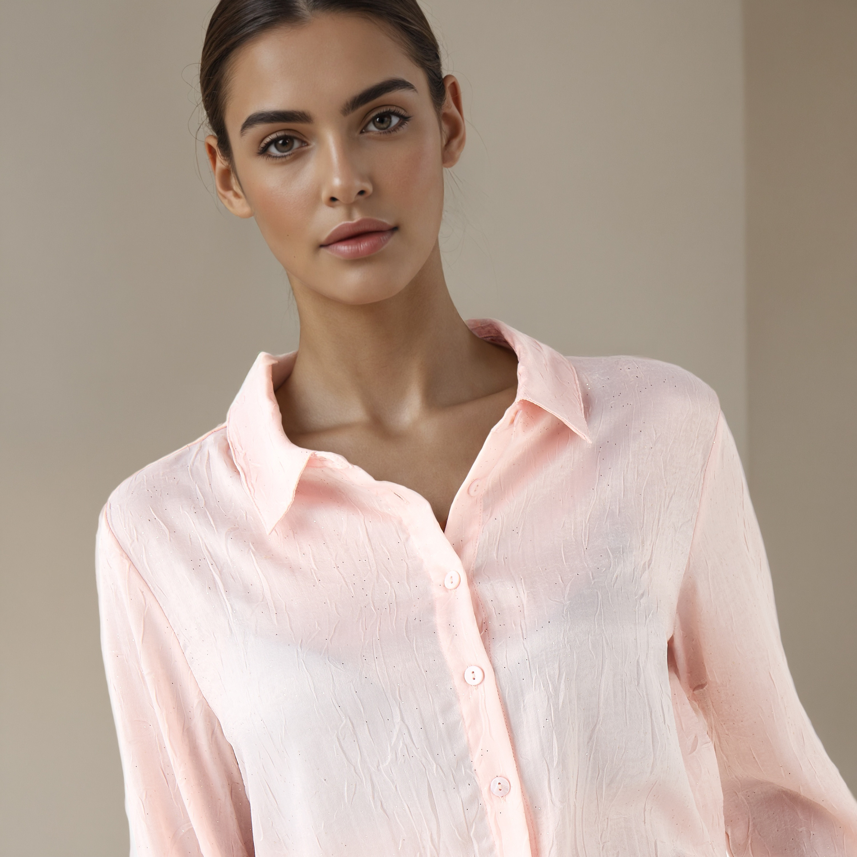 Regular Fit Viscose Textured Shirt with Collar-women-clothing-shirtsandblouses-shirts-image-4